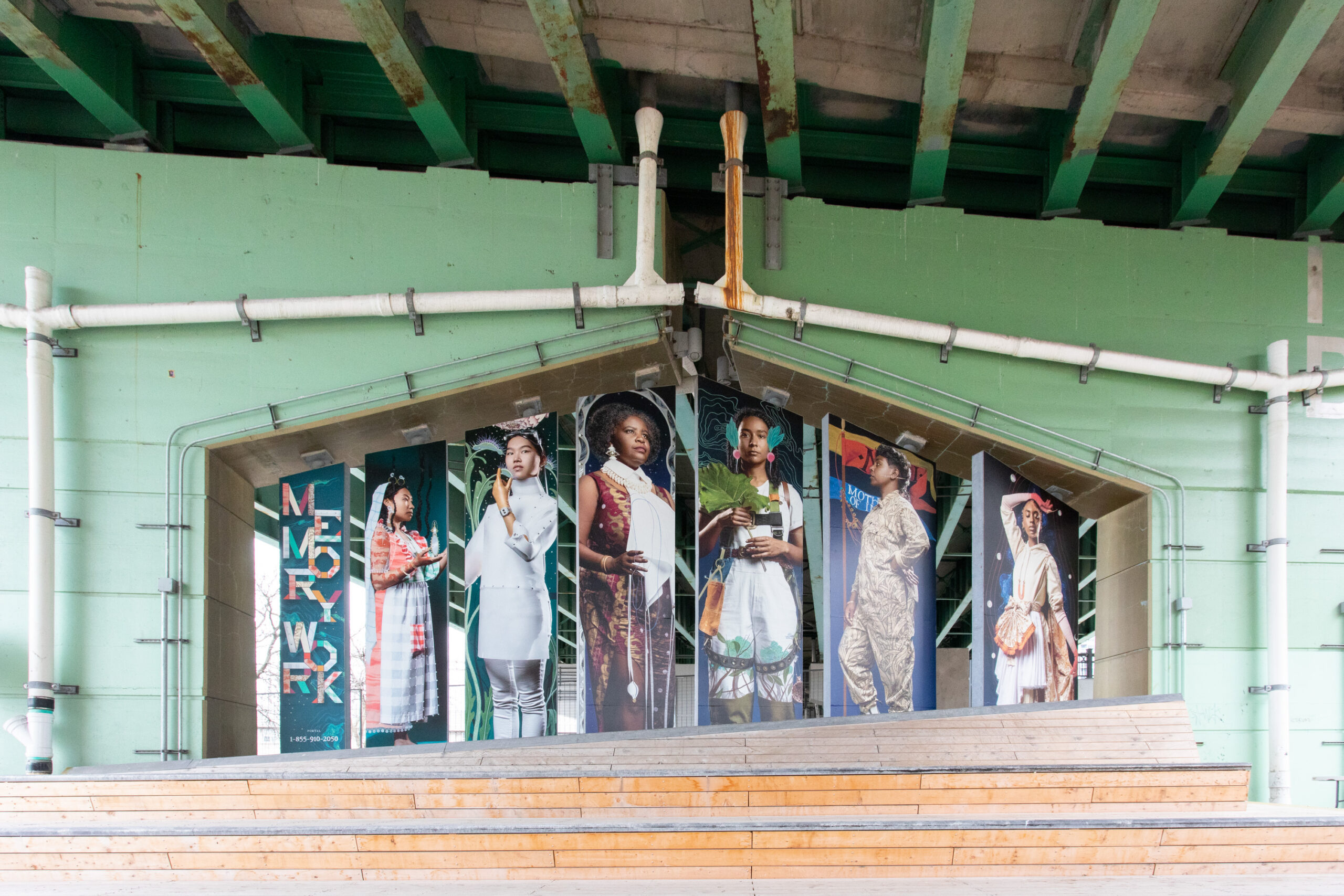     Memory Work Collective, Memory Work, installation view at The Bentway, 2022. Courtesy of the artists and The Bentway Conservancy. Photo by Samuel Engelking

