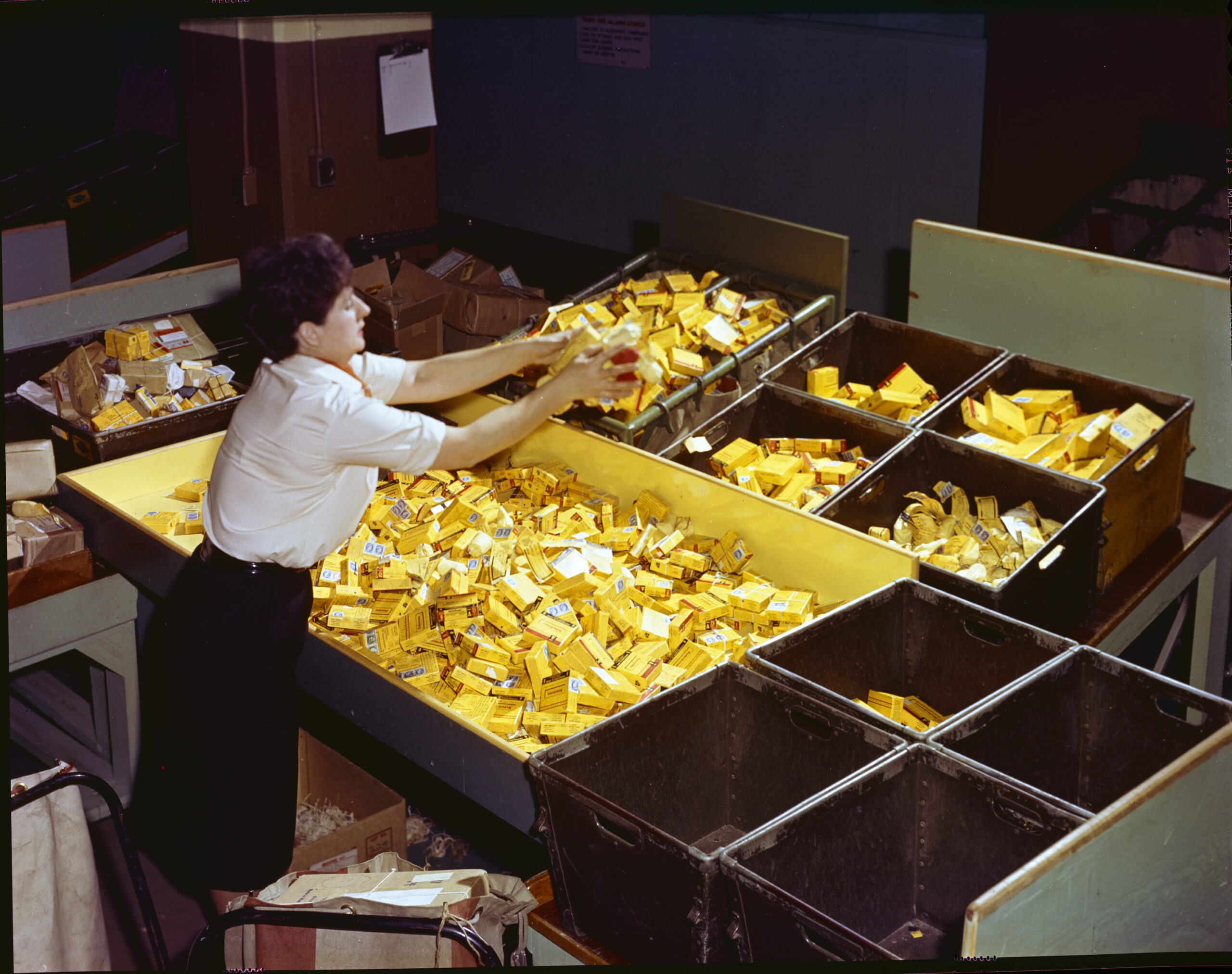 [Unknown Photographer], Kodachrome Motion Picture Intake, Kodak Canada, Vancouver, c.1965. Image from The Kodak Canada Corporate Archive, courtesy of Toronto Metropolitan University Library, Archives and Special Collections