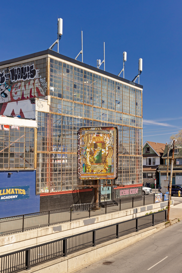Maggie Groat, DOUBLE PENDULUM, 2023, installation view, billboards at Dovercourt Rd and Dupont St, Toronto. Courtesy of the artist and Scotiabank CONTACT Photography Festival. Photo: Toni Hafkenscheid