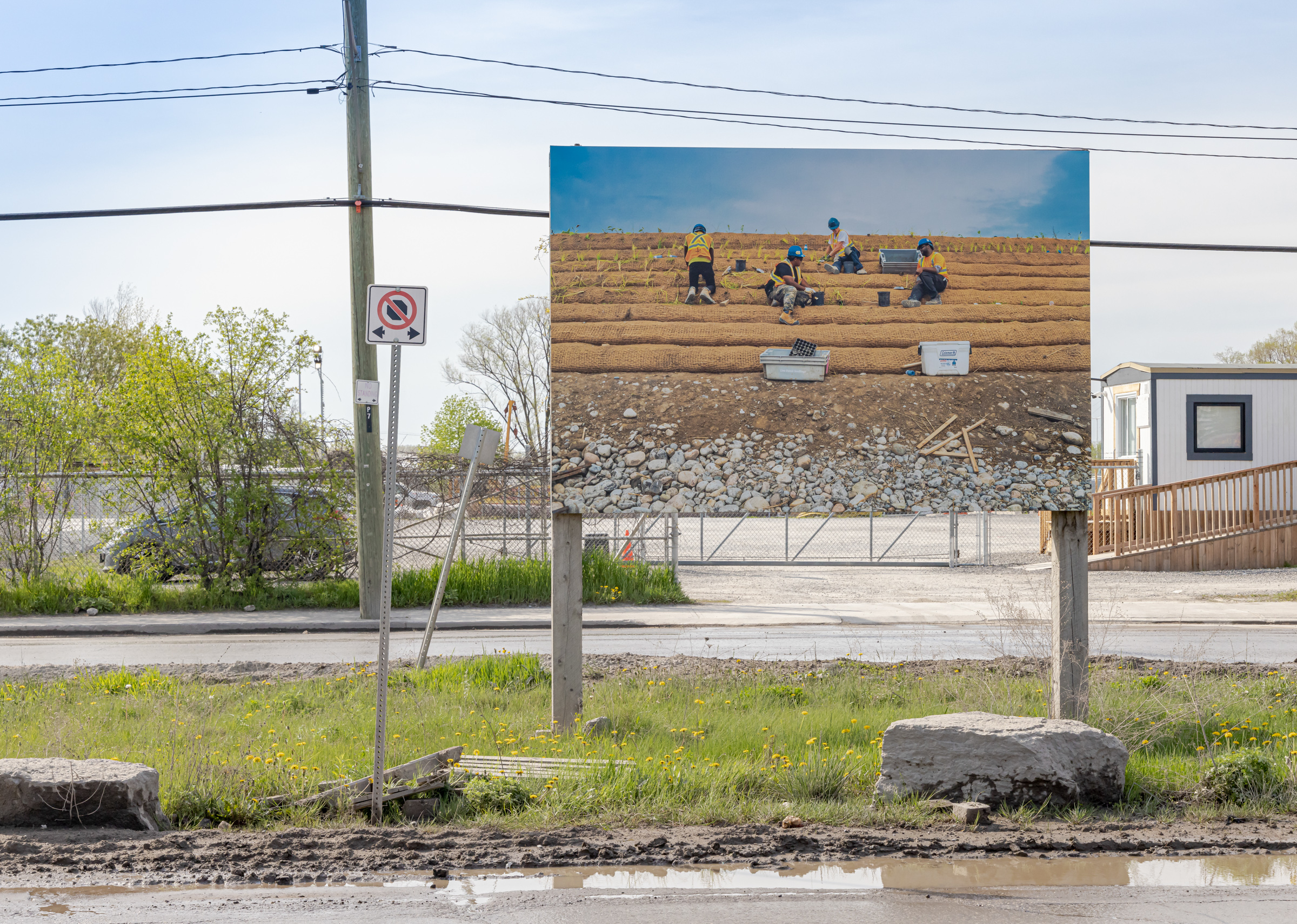     Vid Ingelevics & Ryan Walker, Greenwork, installation view, Port Lands, Toronto, 2023. Courtesy of the artists and Scotiabank CONTACT Photography Festival. Photo: Toni Hafkenscheid

