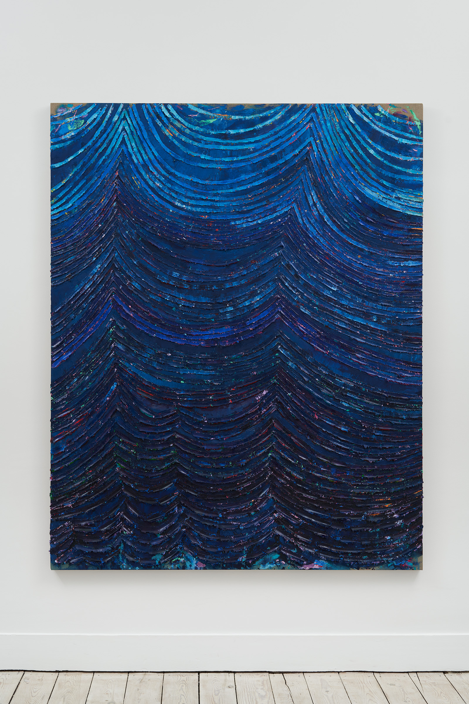 Andrew Dadson, Blue Wave, 2023 (oil and acrylic on linen; 74x59in.). Courtesy of the artist and Nino Mier Gallery