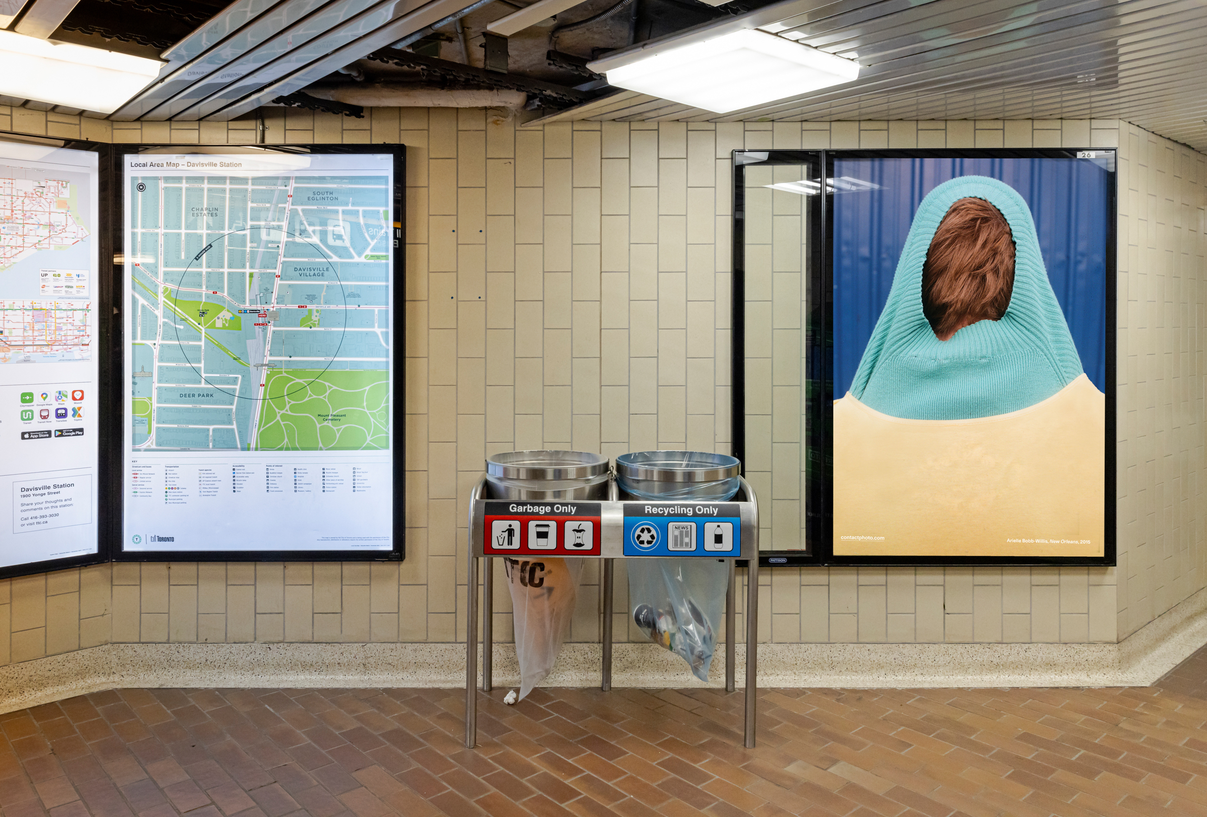     Arielle Bob-Willis, Furiously Happy, 2024, installation view, posters at Davisville Subway Station, Toronto, Courtesy of the artist and CONTACT Photography Festival. Photo: Toni Hafkenscheid

