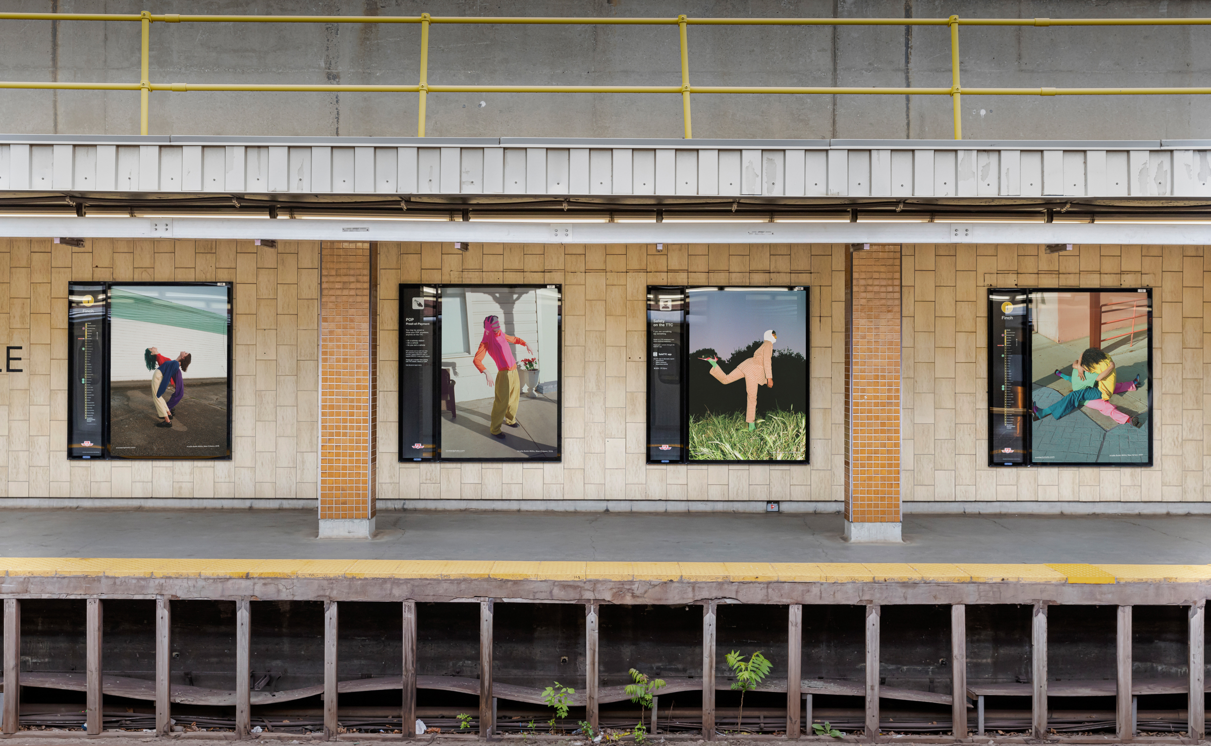     Arielle Bob-Willis, Furiously Happy, 2024, installation view, posters at Davisville Subway Station, Toronto, Courtesy of the artist and CONTACT Photography Festival. Photo: Toni Hafkenscheid

