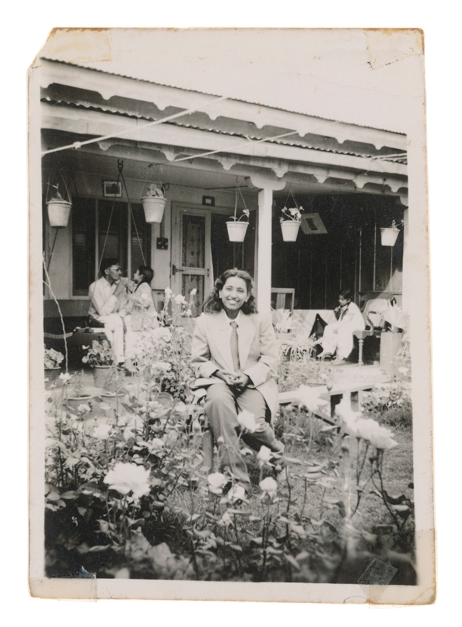     Zinnia Naqvi, Nani in Garden, 1948, 2017. Inkjet print, 48&#215;35 in. Courtesy of the artist.

