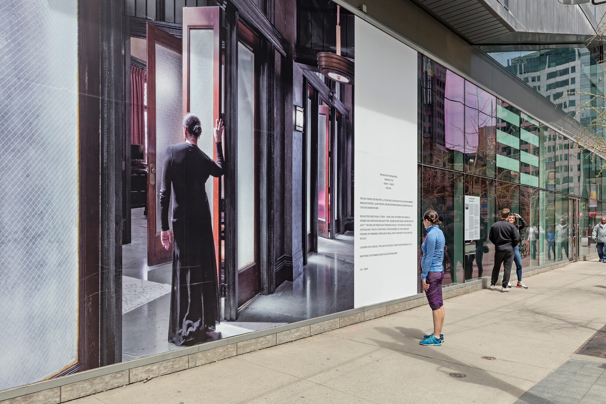     Carrie Mae Weems, Scenes &#038; Take (Director&#8217;s Cut and The Bad and the Beautiful), 2016., Public Installation at TIFF Bell Lightbox, windows at King St. W. and Widmer St., Toronto, May
1–31, 2019. Photo: Toni Hafkenscheid. © Scotiabank CONTACT Photography Festival.
Courtesy the artist and Jack Shainman Gallery, New York, NY.

