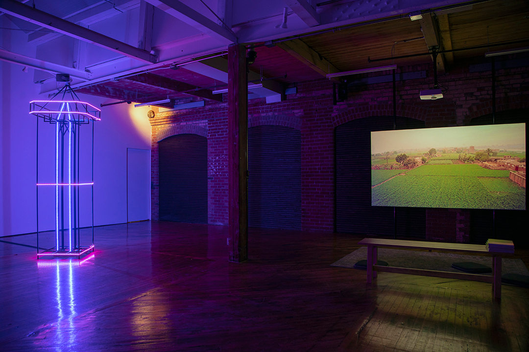     Installation view, Manar Moursi, The Loudspeaker and the Tower, Photo: Yuula Benivolski.

