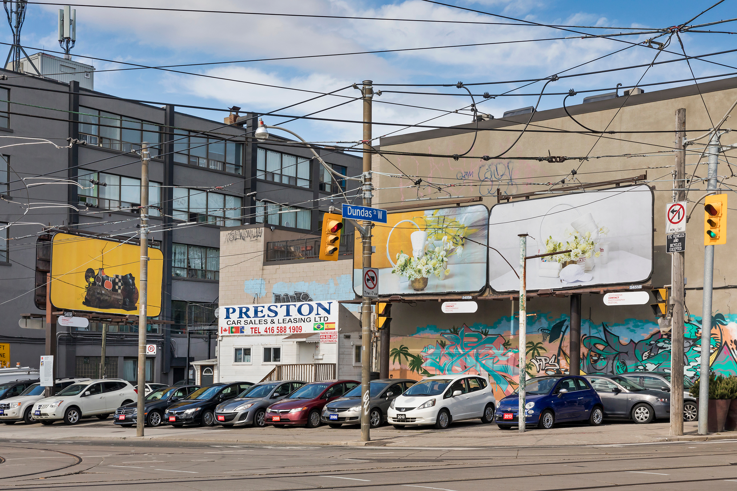     Awol Erizku, Say Less, 2018. Billboard installation on Lansdowne Avenue at Dundas Street W and College Street, Toronto. Photo by Toni Hafkenscheid. 

