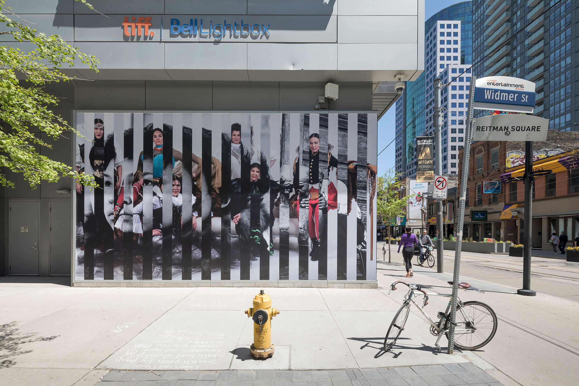     Caroline Monnet, History shall speak for itself, 2018. Installation on the TIFF Bell Lightbox. Photo by Toni Hafkenscheid. 

