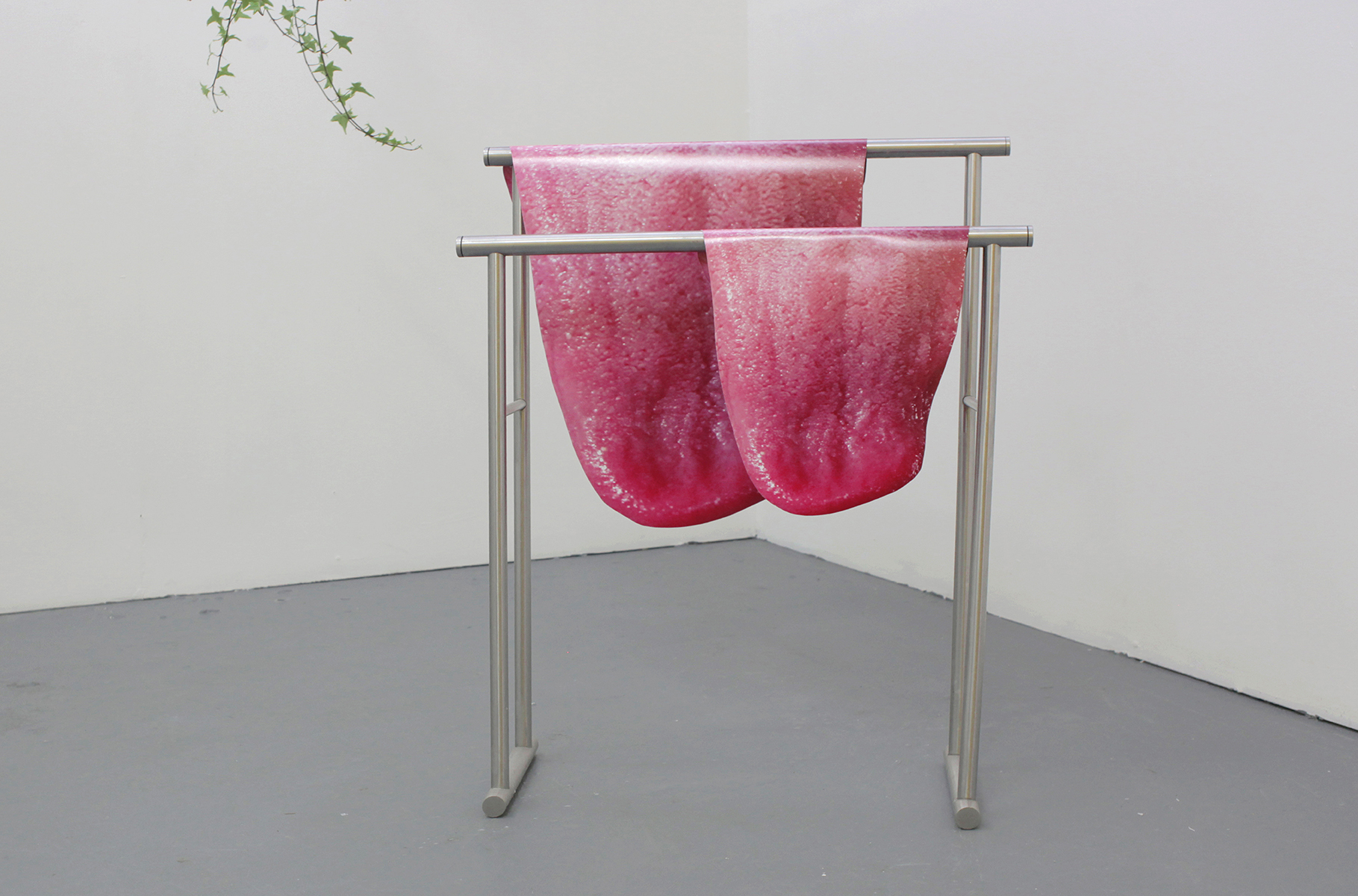     Eleni Bagaki, Hanging Tongues, 2016. Printed images and aluminum stand, 31.5 x 23.5 x 9”. Courtesy of the artist

