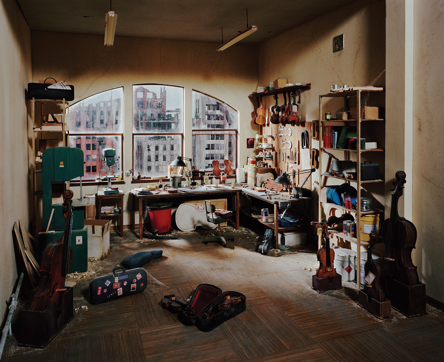     Lori Nix and Kathleen Gerber, Violin Repair Shop, 2011. Chromogenic Print, 48 x 65”. Courtesy of Bau-Xi Photo.

