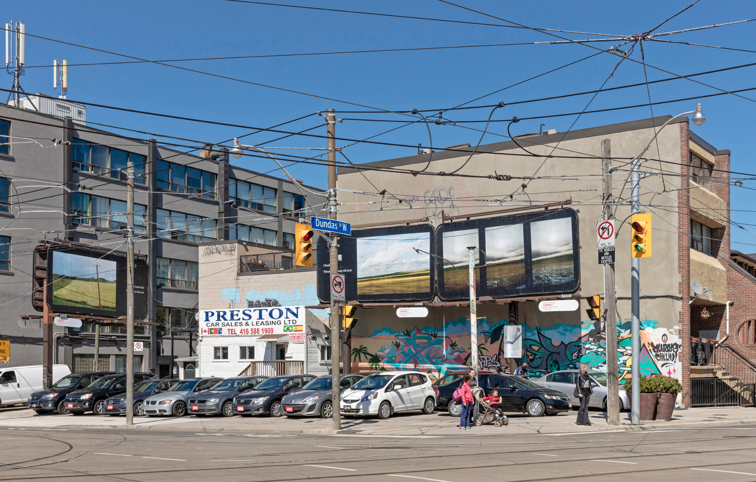     Seth Fluker, Blueberry Hill, installation view of 6 billboards in Toronto.  Lansdowne Ave at College and Dundas St W. 2017. Photo by Toni Hafkenscheid. 

