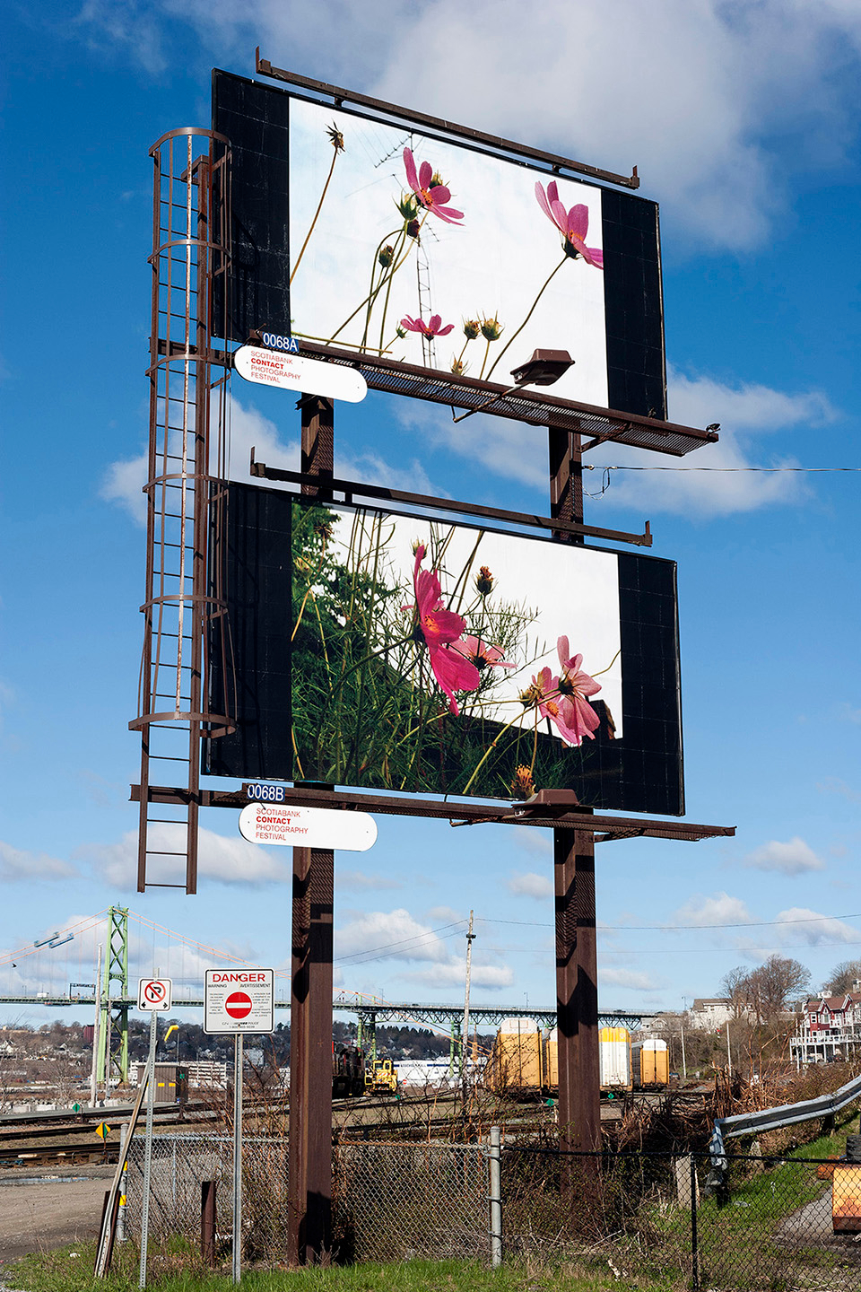     Seth Fluker, Blueberry Hill, installation view of billboards in Halifax. North St at Alderney Dr. 2017.

