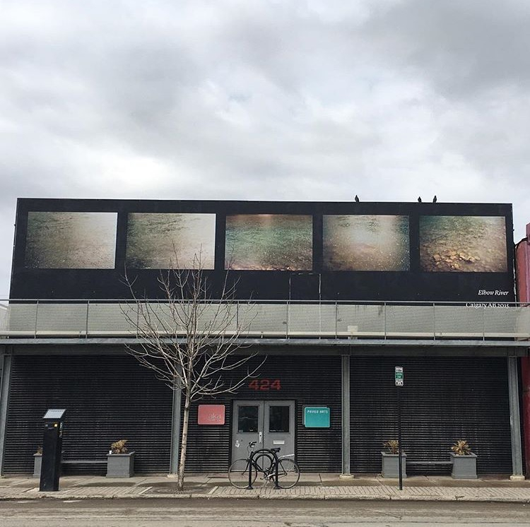     Seth Fluker, Blueberry Hill, installation view of Elbow River at AKA Artist Run, Saskatoon. 424 &#8211; 20 St W, south facade. 2017

