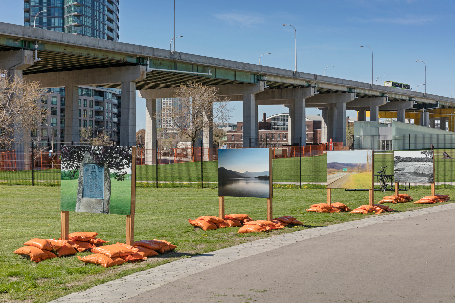     Shelley Niro, Battlefields of my Ancestors, Installation view at Fort York National Historic Site, 2017. Photo by Toni Hafkenscheid. 

