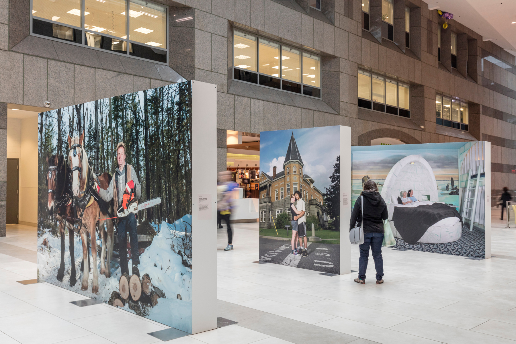     Naomi Harris, OH CANADA!, Installation view at North York Centre, 2017. Photo by Toni Hafkenscheid. 

