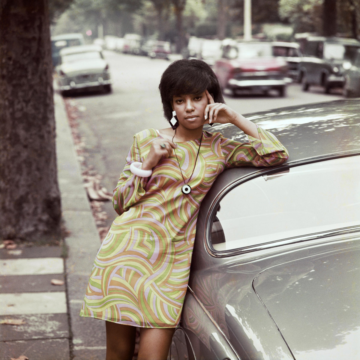     James Barnor, Drum Cover Girl, Erlin Ibreck, London, 1966. Chromogenic print, 48 x 48&#8243;. Courtesy of Autograph ABP.

