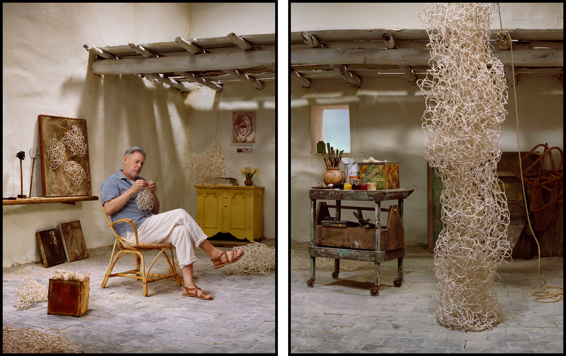     Rodney Graham, Pipe Cleaner Artist, Amalfi ‘61, 2013. Two painted aluminium light boxes with transmounted chromogenic transparencies, 90 x 146 x 7”. Courtesy of the artist and 303 Gallery, New York; Lisson Gallery, London and Hauser &#038; Wirth , Zürich.

