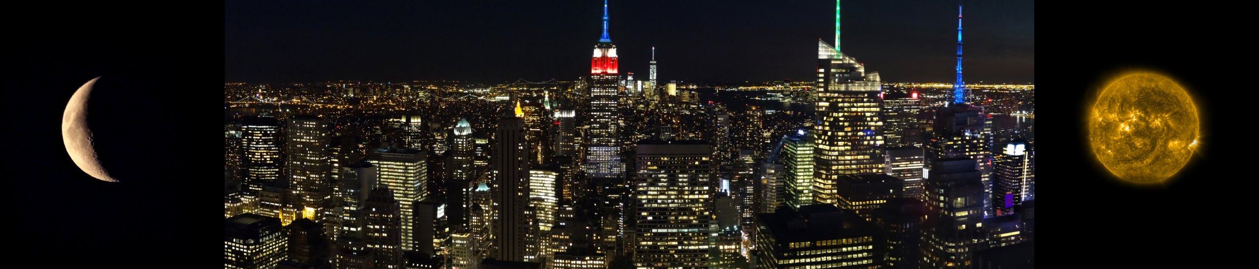     Dan Hudson, NYC (moon, earth, sun), Lenticular Photograph, 15&#215;75&#8243;, 2016

