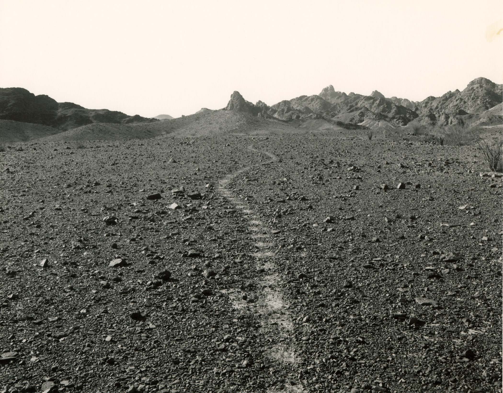     Mark Ruwedel, Chocolate Mountains: A Ceremonial Trail. The Ice Age, 2001 Courtesy of the artist, Gallery Luisotti and Art 45

