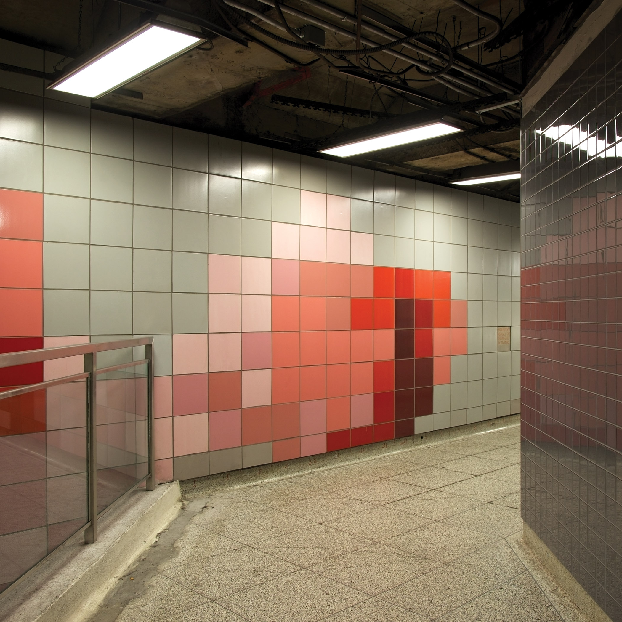     Chris Shepherd, Dufferin Station Mezzanine Hallway Tiles Toronto, 2014 Courtesy of Bau-Xi Photo

