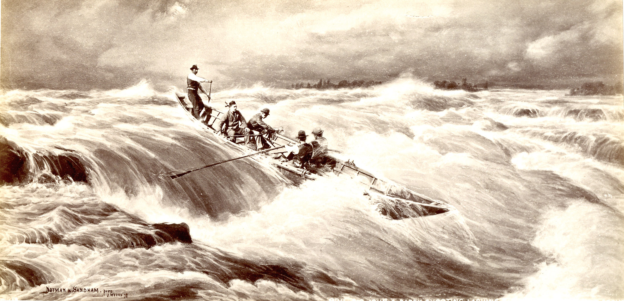     J. Weston for William Notman and Henry Sandham, Big John and Party Shooting Lachine Rapids, Near Montreal, QC, 1878 From the collection of Robert Wilson, Photographic Historical Society of Canada.

