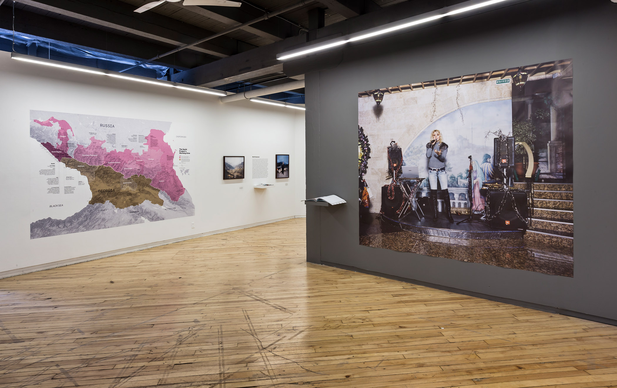     Installation view, The Sochi Project: An Atlas of War and Tourism in the Caucasus,  Photo Â© Toni Hafkenscheid

