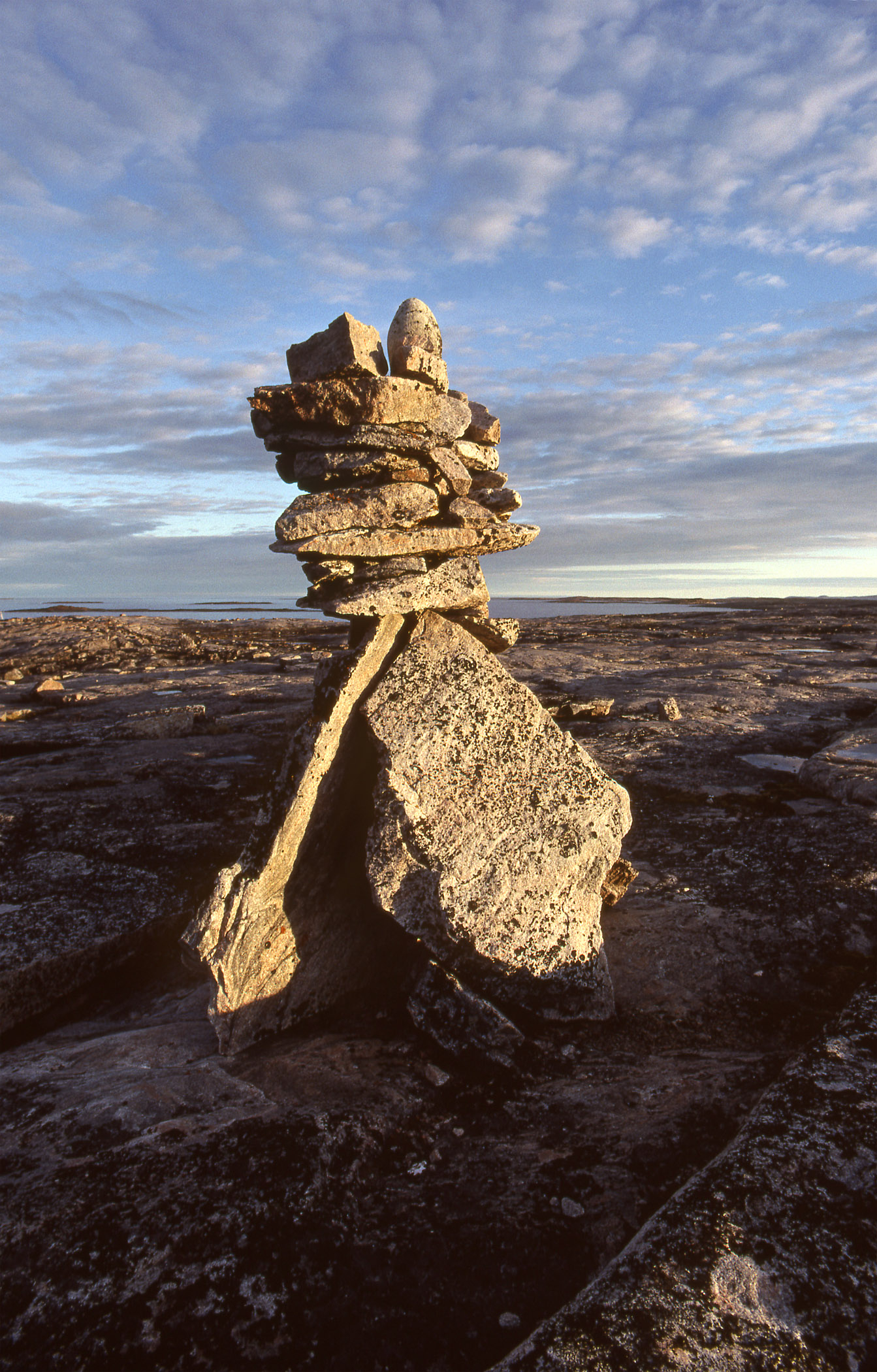     Norman Hallendy, An inuksuapik, the most beautiful kind of inuksuk, at a revered site near Saatturittuq, southwest Baffin, 1995 Gift of Norman Hallendy, 2009. McMichael Canadian Art Collection Archives

