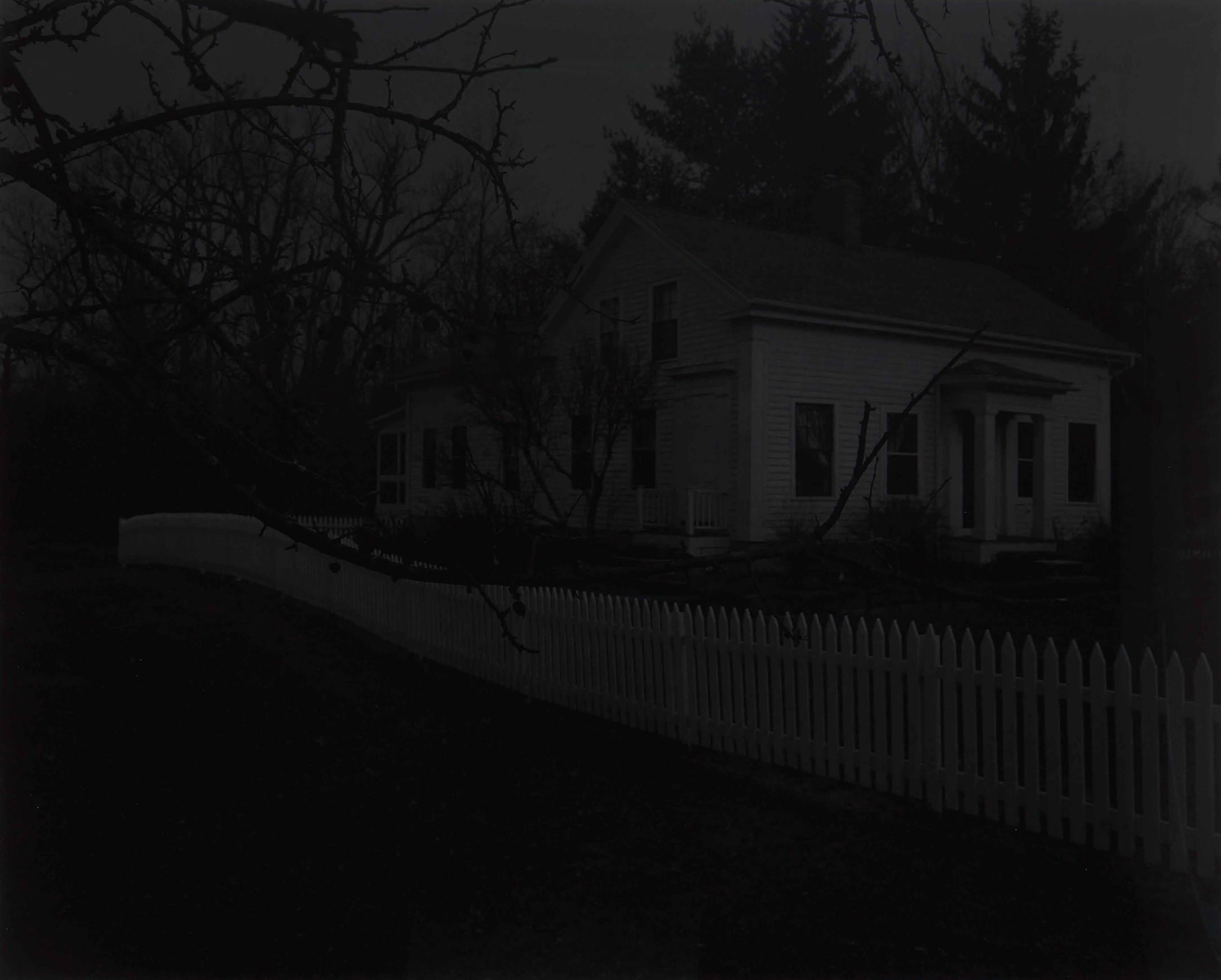 Dawoud Bey, Untitled #20 (Farmhouse and Picket Fence II), 2017. From the series Night Coming Tenderly, Black (2016–17). Gelatin silver print, 121.9 x 149.9 cm. Art Gallery of Ontario, Purchase, with funds from the Photography Curatorial Committee, 2019. © Dawoud Bey 2019/2251.