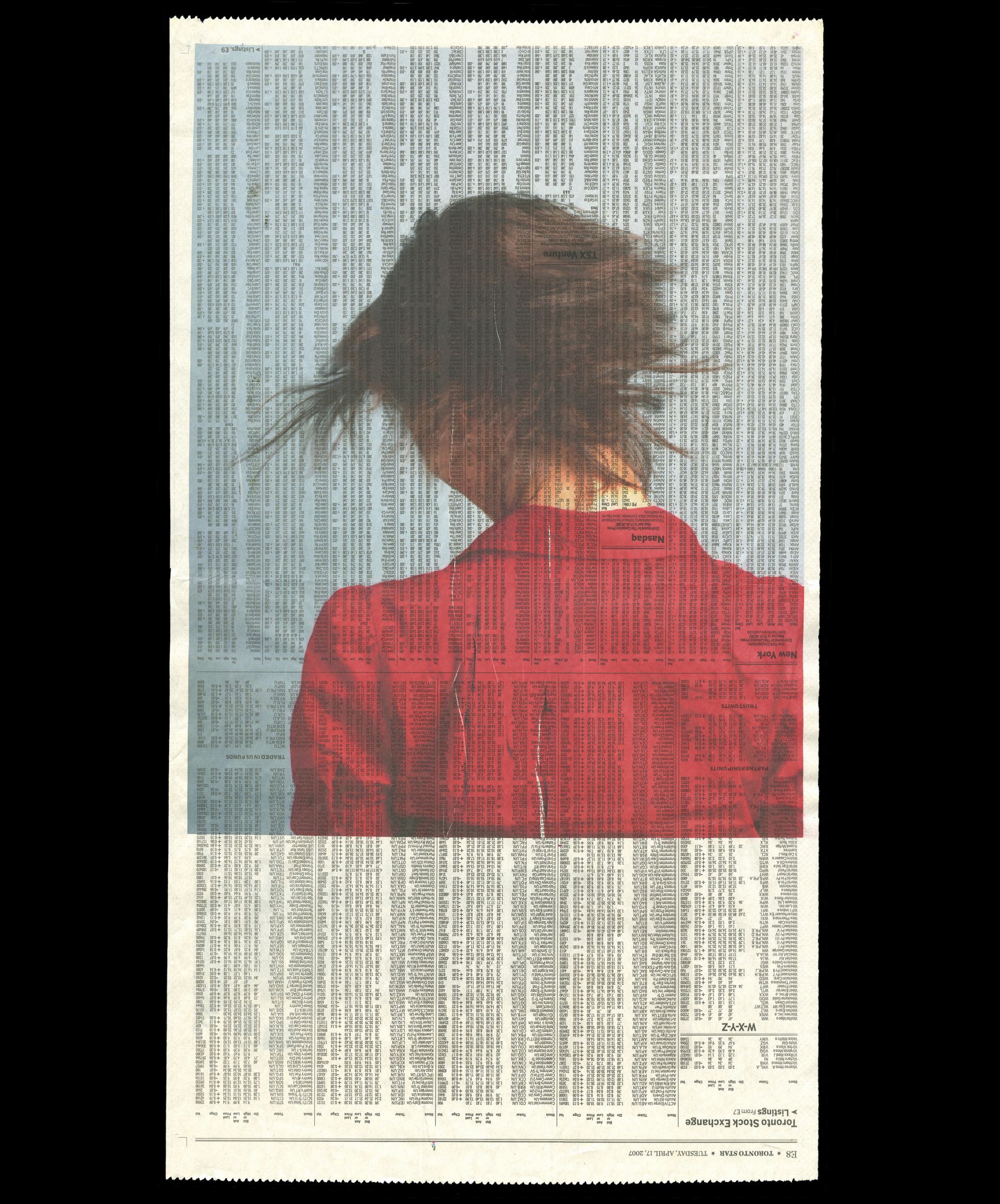     Sabrina Russo, Sabrina, 2007, Inkjet print on newspaper, 22 x 12.5 inches

