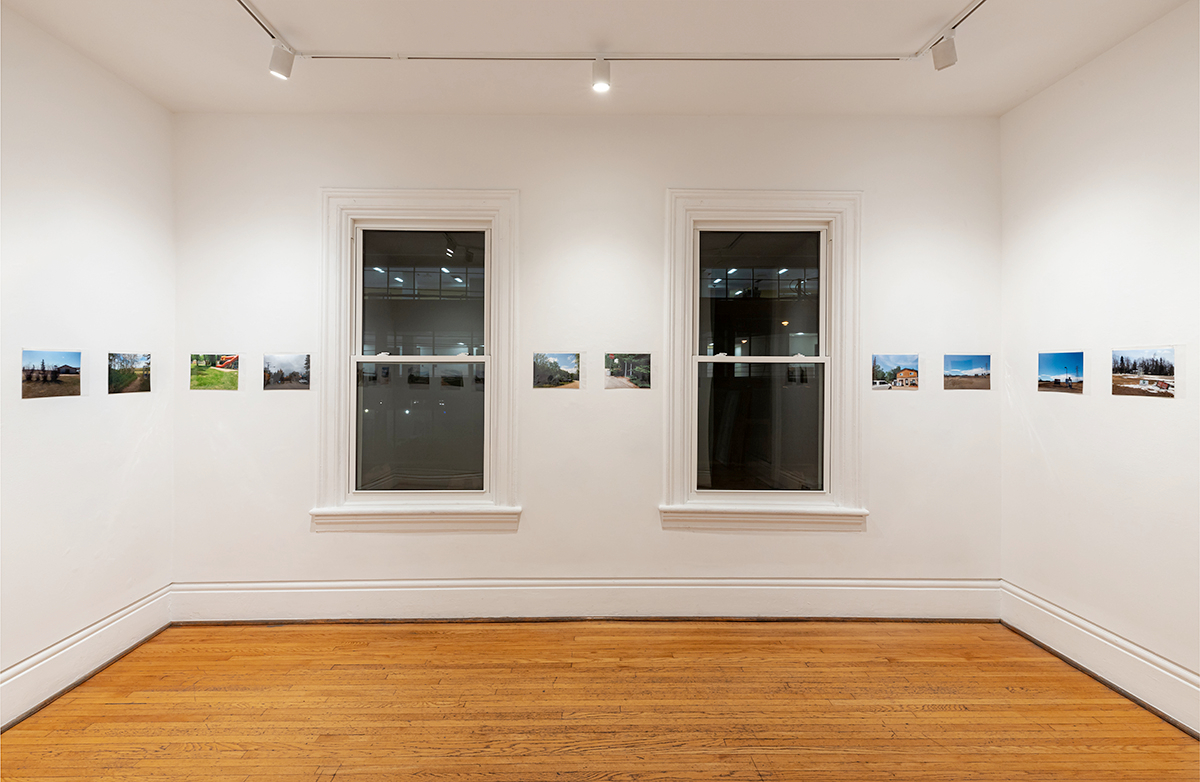     Installation view of Jeanne Randolph, Prairie Modernist Noir: The Disappearance of the Manitoba Telephone Booth, 2020. 

