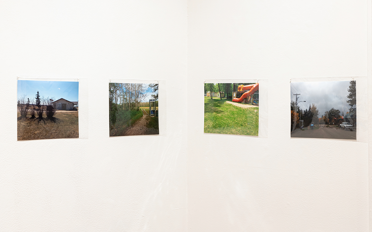     Installation view of Jeanne Randolph, Prairie Modernist Noir: The Disappearance of the Manitoba Telephone Booth, 2020. 

