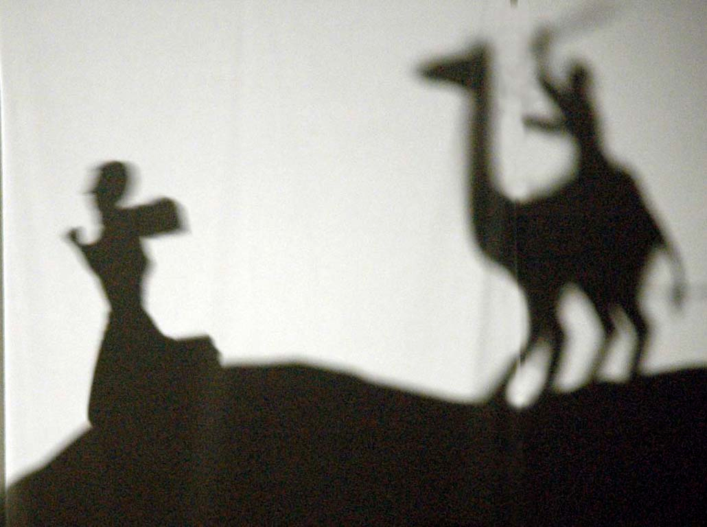     Deb Barndt, The shadow of Hawa&#8217;s Suitor, digital photo of shadow puppetry

