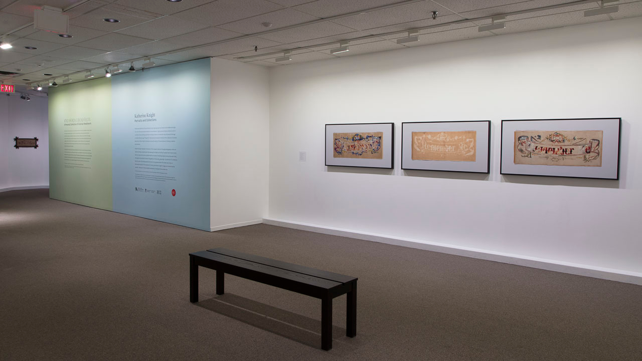     Installation view, Katherine Knight, Portraits and Collections, Photo: Katherine Knight. Courtesy of the Textile Museum of Canada. 

