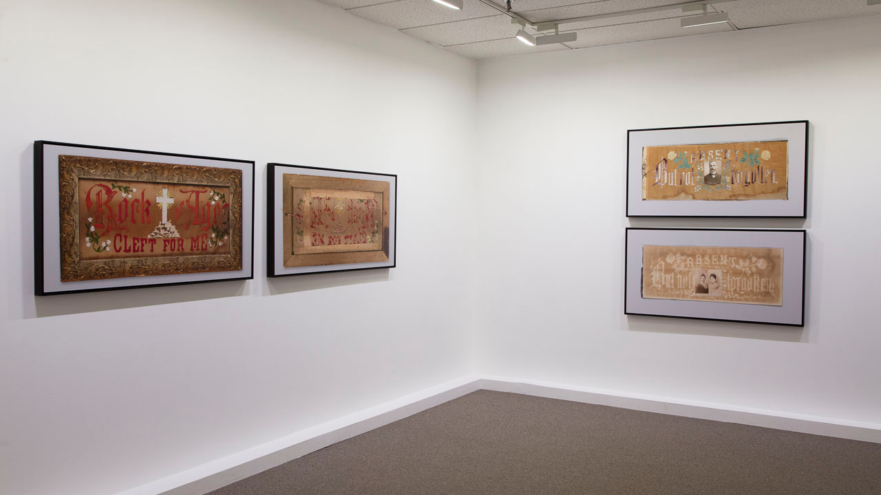     Installation view, Katherine Knight, Portraits and Collections, Photo: Katherine Knight. Courtesy of the Textile Museum of Canada. 

