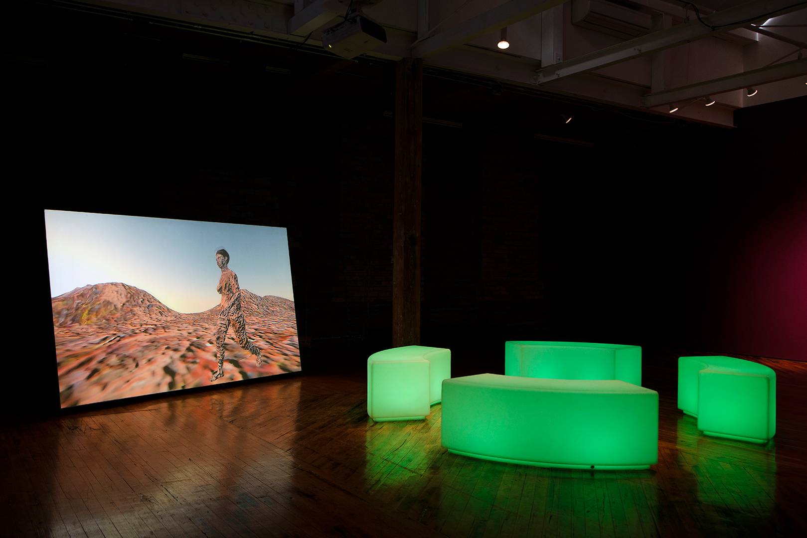     Rehana Zaman, Jupiter in Aries, Moon in Virgo, installation view, Trinity Square Video, 2021. Courtesy of the artist and Trinity Square Video. Photo: Yuula Benivolski

