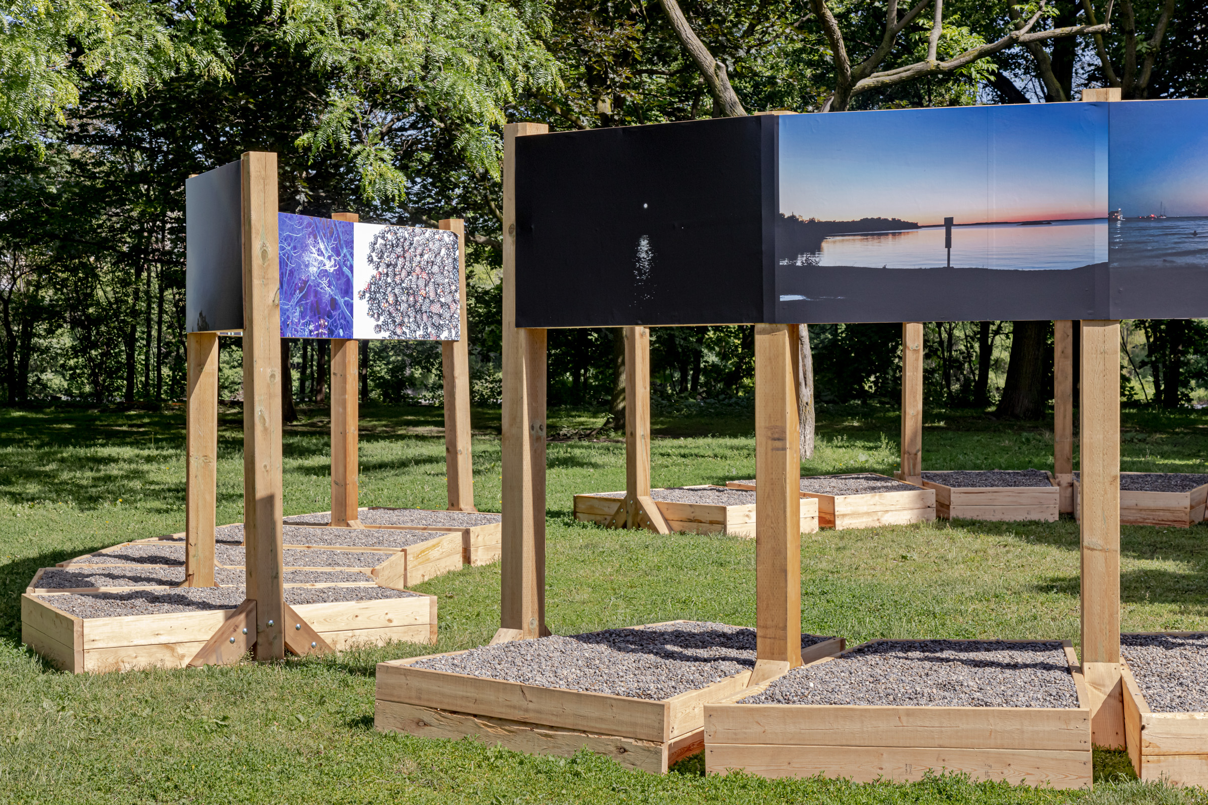     Group exhibition, Force Field, installation at Fort York National Historic Site, Garrison Common, Toronto, 2021. Courtesy of the artists and CONTACT. Photo: Toni Hafkenscheid

