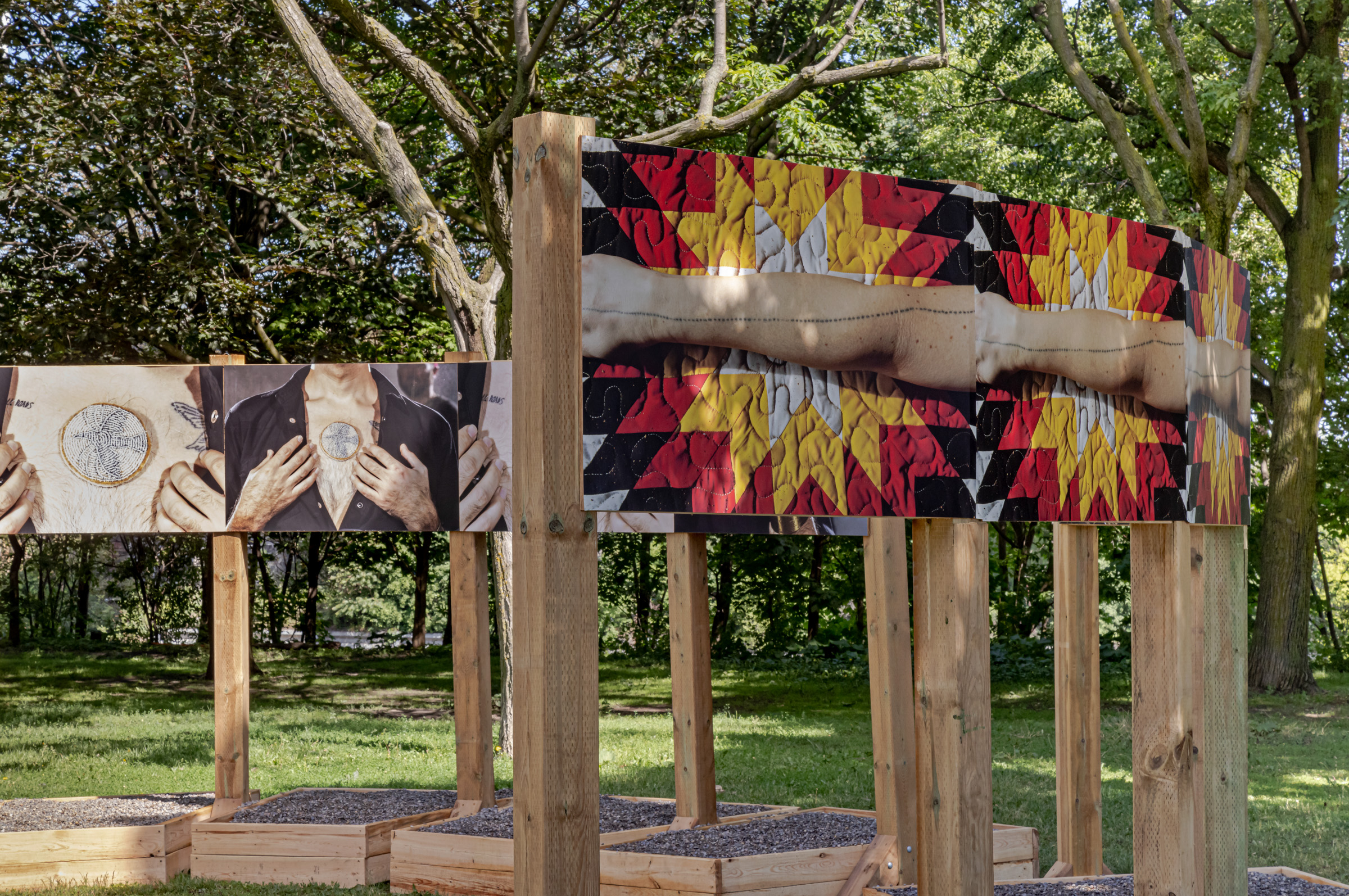     Group exhibition, Force Field, installation at Fort York National Historic Site, Garrison Common, Toronto, 2021. Courtesy of the artists and CONTACT. Photo: Toni Hafkenscheid

