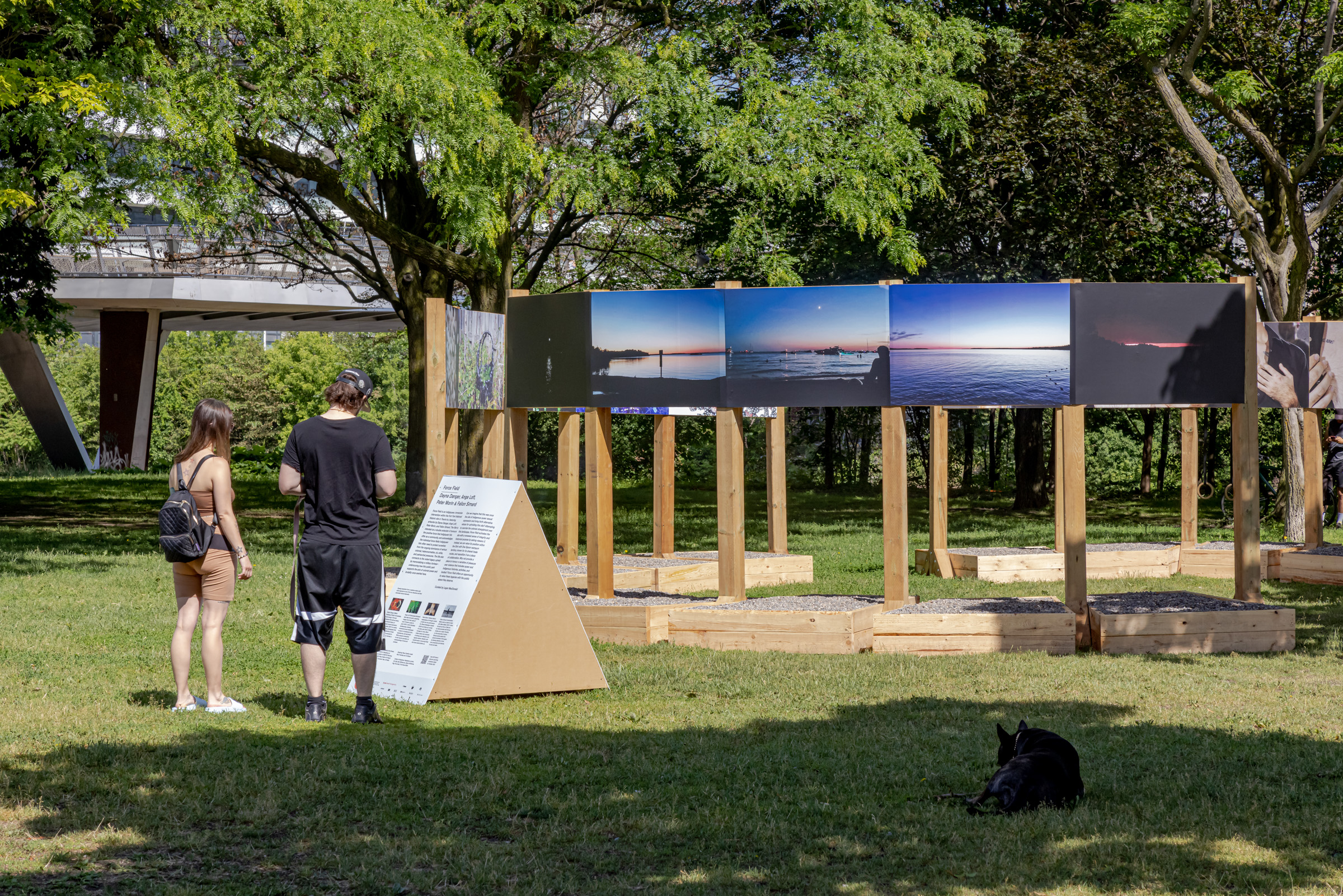     Group exhibition, Force Field, installation at Fort York National Historic Site, Garrison Common, Toronto, 2021. Courtesy of the artists and CONTACT. Photo: Toni Hafkenscheid

