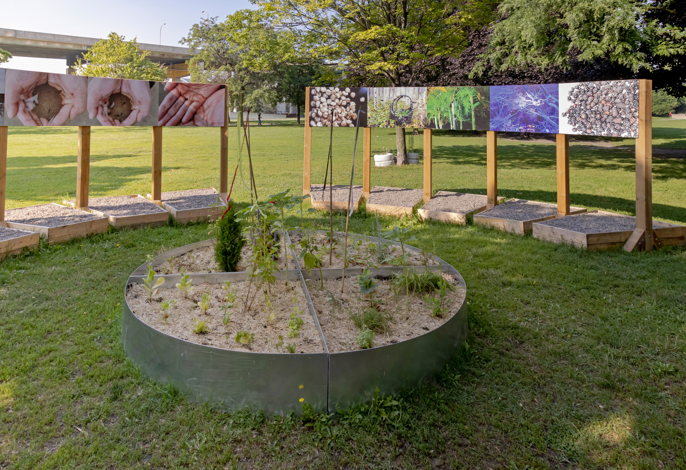     Group exhibition, Force Field, installation at Fort York National Historic Site, Garrison Common, Toronto, 2021. Courtesy of the artists and CONTACT. Photo: Toni Hafkenscheid

