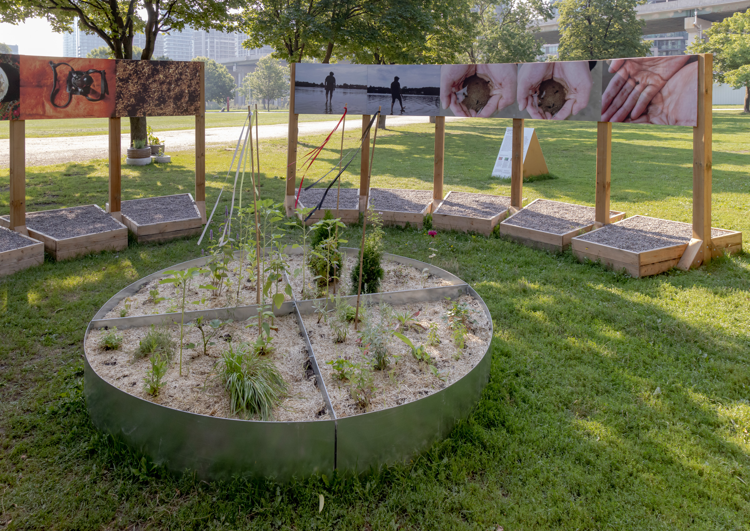     Group exhibition, Force Field, installation at Fort York National Historic Site, Garrison Common, Toronto, 2021. Courtesy of the artists and CONTACT. Photo: Toni Hafkenscheid

