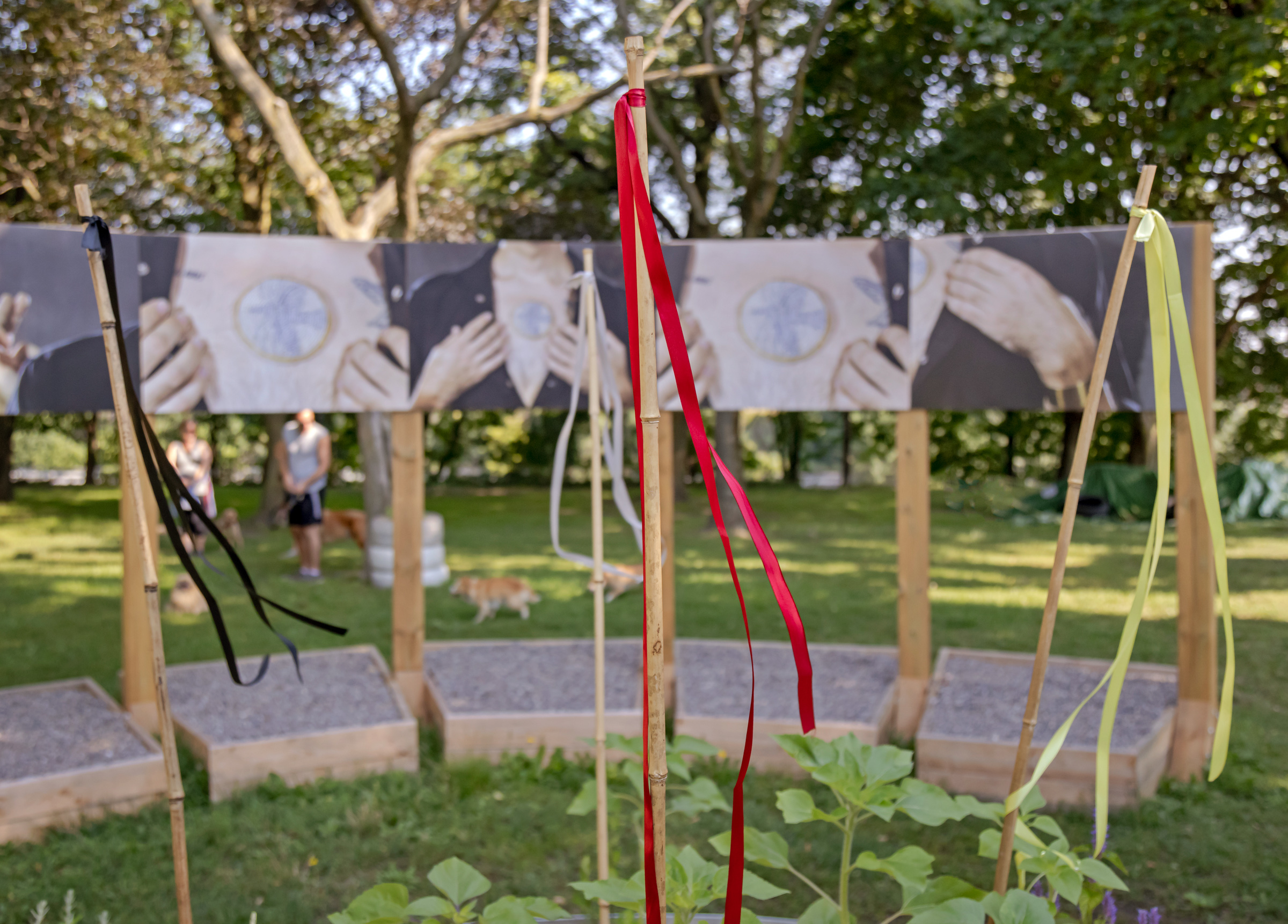     Group exhibition, Force Field, installation at Fort York National Historic Site, Garrison Common, Toronto, 2021. Courtesy of the artists and CONTACT. Photo: Toni Hafkenscheid

