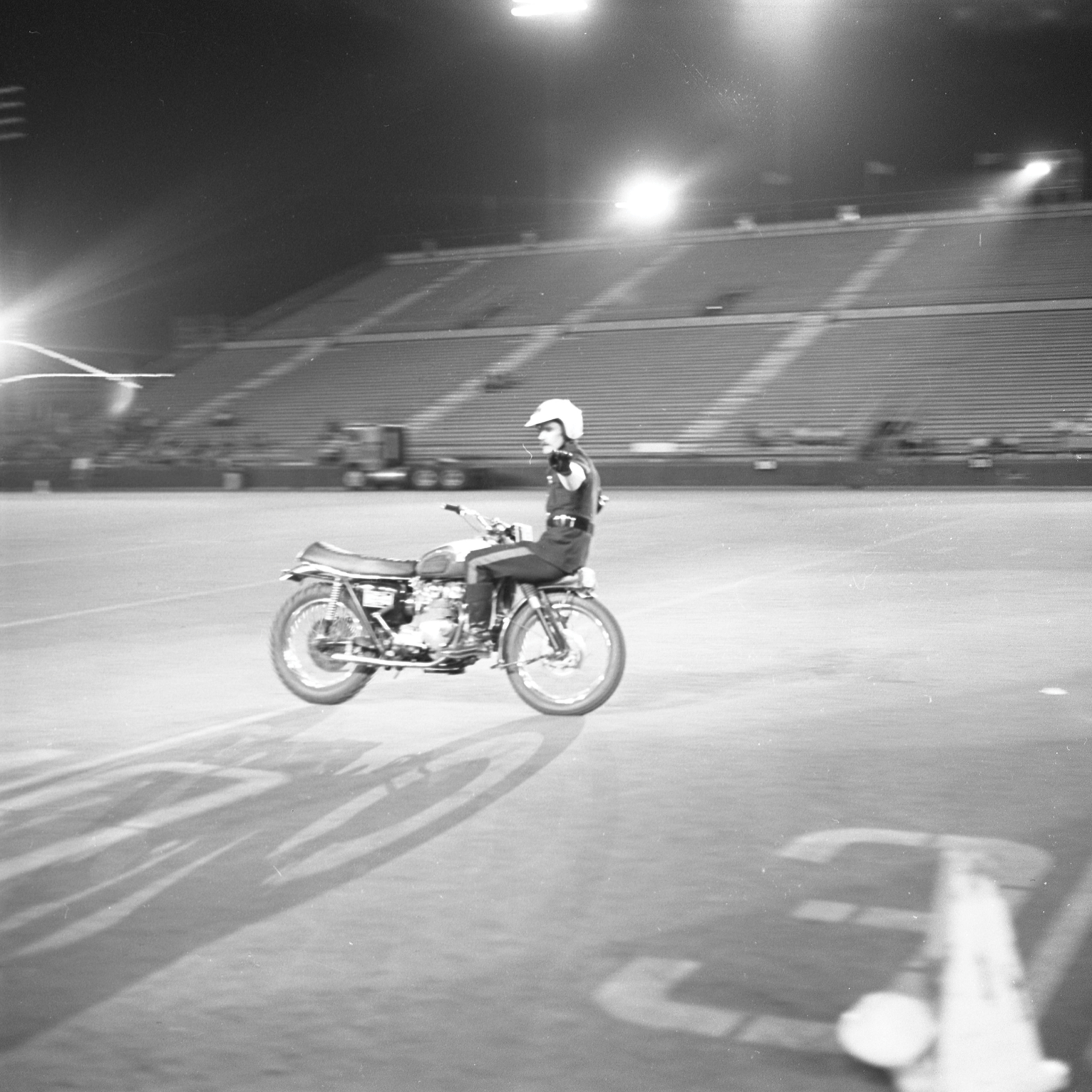 Motorcycle Rehearsal at CNE Grandstand, 1974. Canadian National Exhibition Archives, MG5-F3570-I2. Courtesy of the CNEA