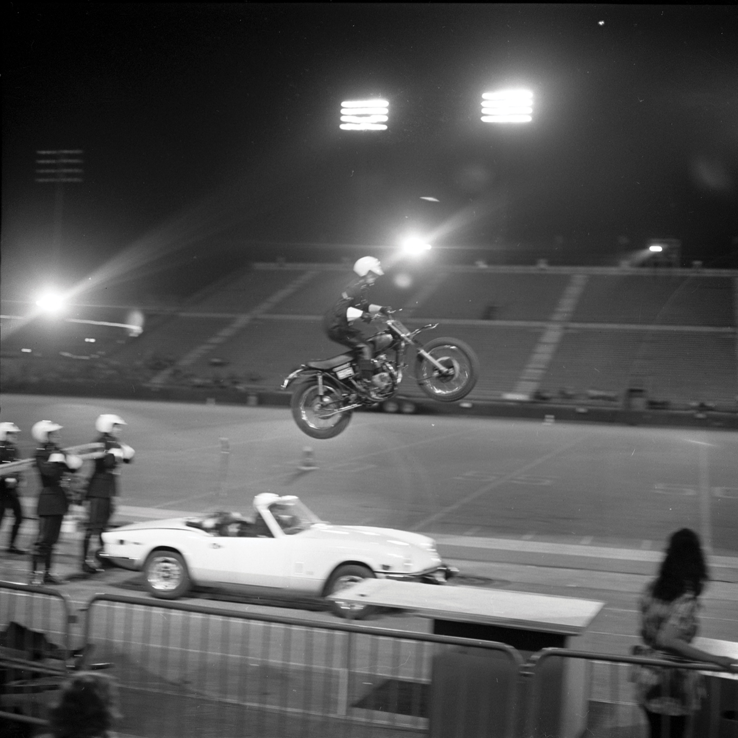 Motorcycle Rehearsal at CNE Grandstand, 1974. Canadian National Exhibition Archives, MG5-F3570-I8. Courtesy of the CNEA