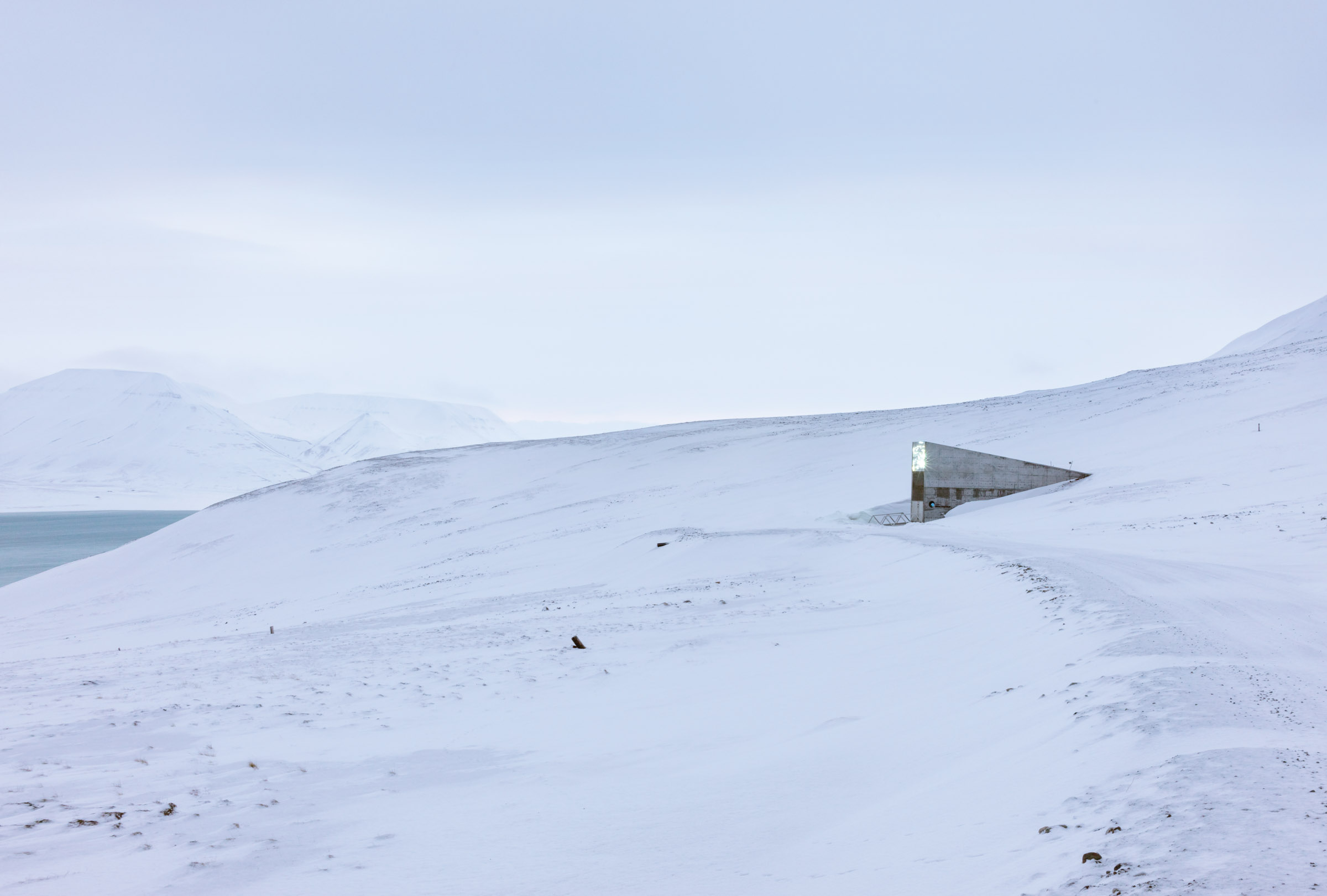 Alberto Giuliani, Global Seed Vault in Longyearbyen, Svalbard, Norway, 2017. Courtesy of the artist.This bunker, carved nearly 150 metres deep into a mountainside, has the capacity to store 4.5 million seed samples as a safeguard against any catastrophic or accidental loss of food crops. Samples originating from almost every country in the world are held in this vault. It is also named the “Apocalypse Ark” and was built to resist a direct nuclear attack. But last year, due to high temperatures and the consequent melting of permafrost, it flooded—an event no one foresaw during its construction.