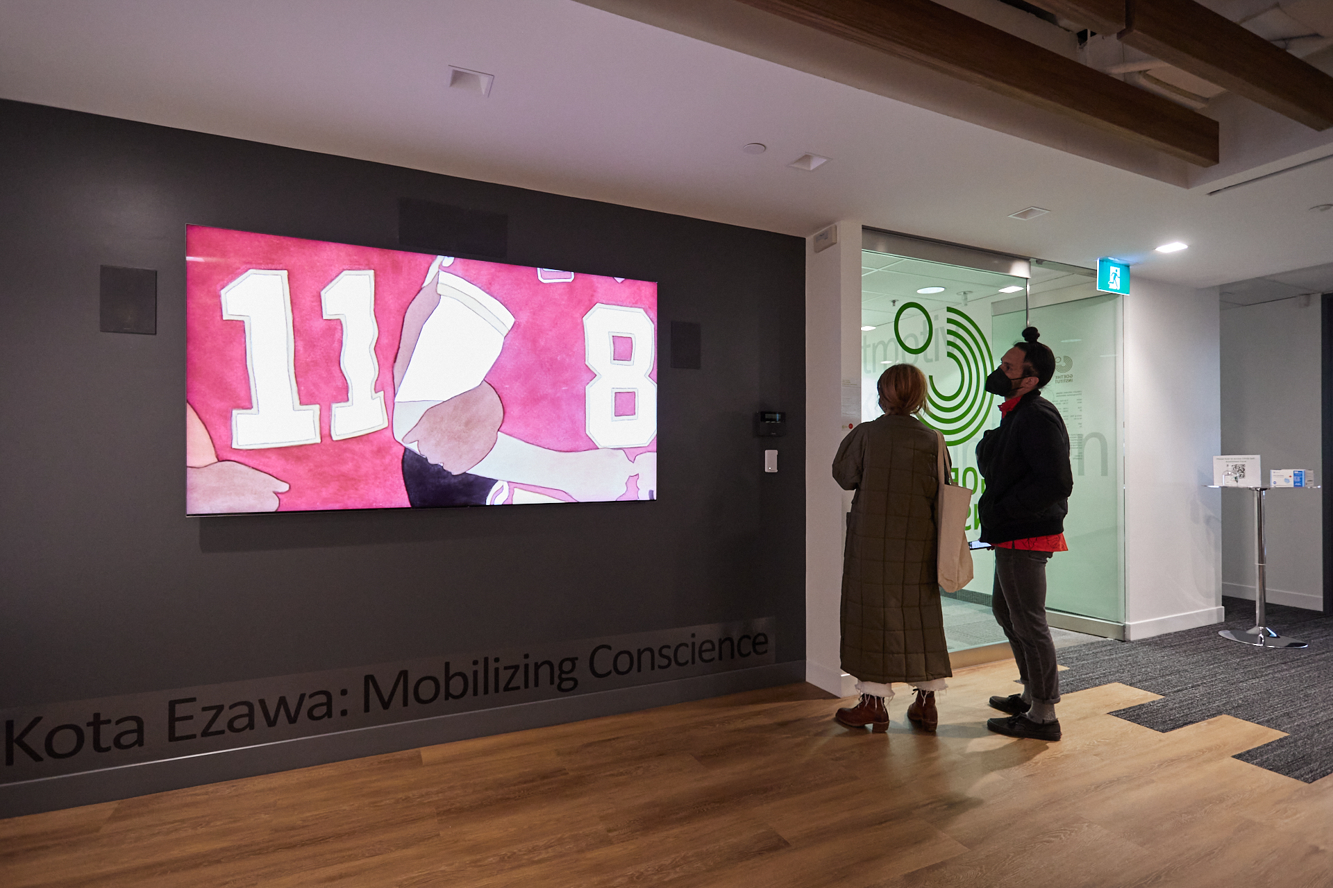     Kota Ezawa, Mobilizing Conscience: Art + Protest, installation view, Goethe-Institut Toronto, 2022. Courtesy of the artist and Goethe-Institut Toronto. Photo: Harry Choi 

