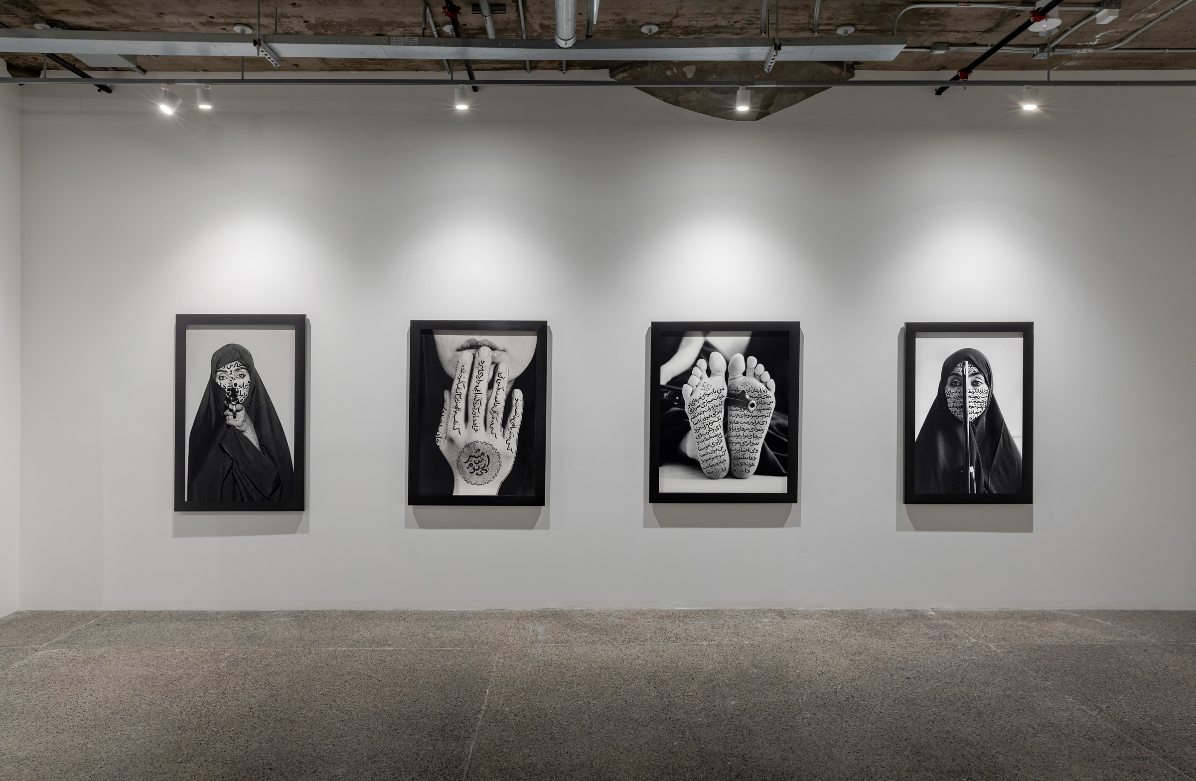     Shirin Neshat, Land of Dreams, installation view (Women of Allah), MOCA Toronto, 2022. © Shirin Neshat. Courtesy of the artist; Gladstone Gallery, New York and Brussels; and Goodman Gallery, Johannesburg, Cape Town, and London. Photo: Toni Hafkenscheid

