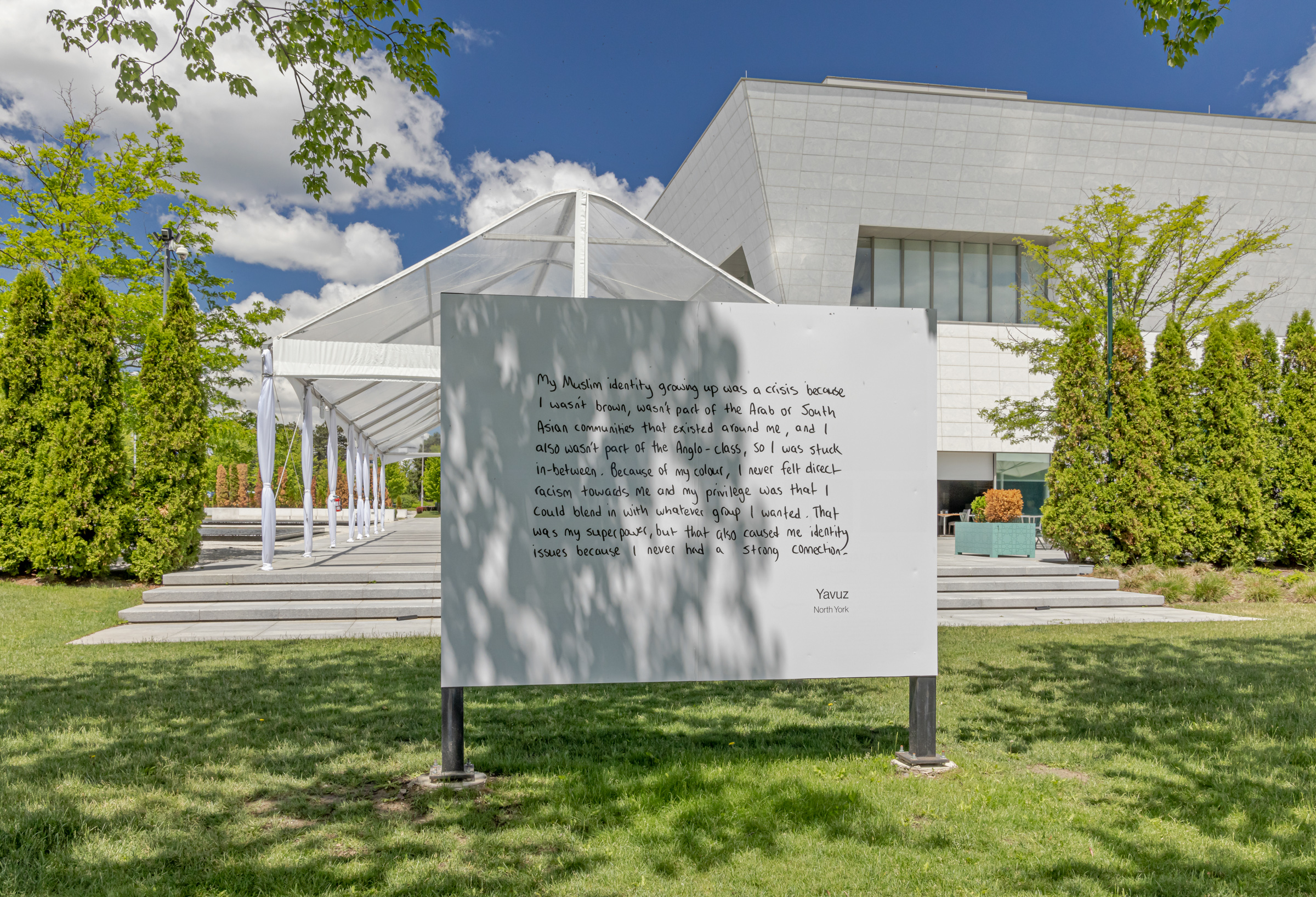     Mahtab Hussain, An Ocean in a Drop: Muslims in Toronto, installation view, Aga Khan Museum and Park, 2022. Courtesy of the artist, Aga Khan Museum, and CONTACT. Photo: Toni Hafkenscheid

