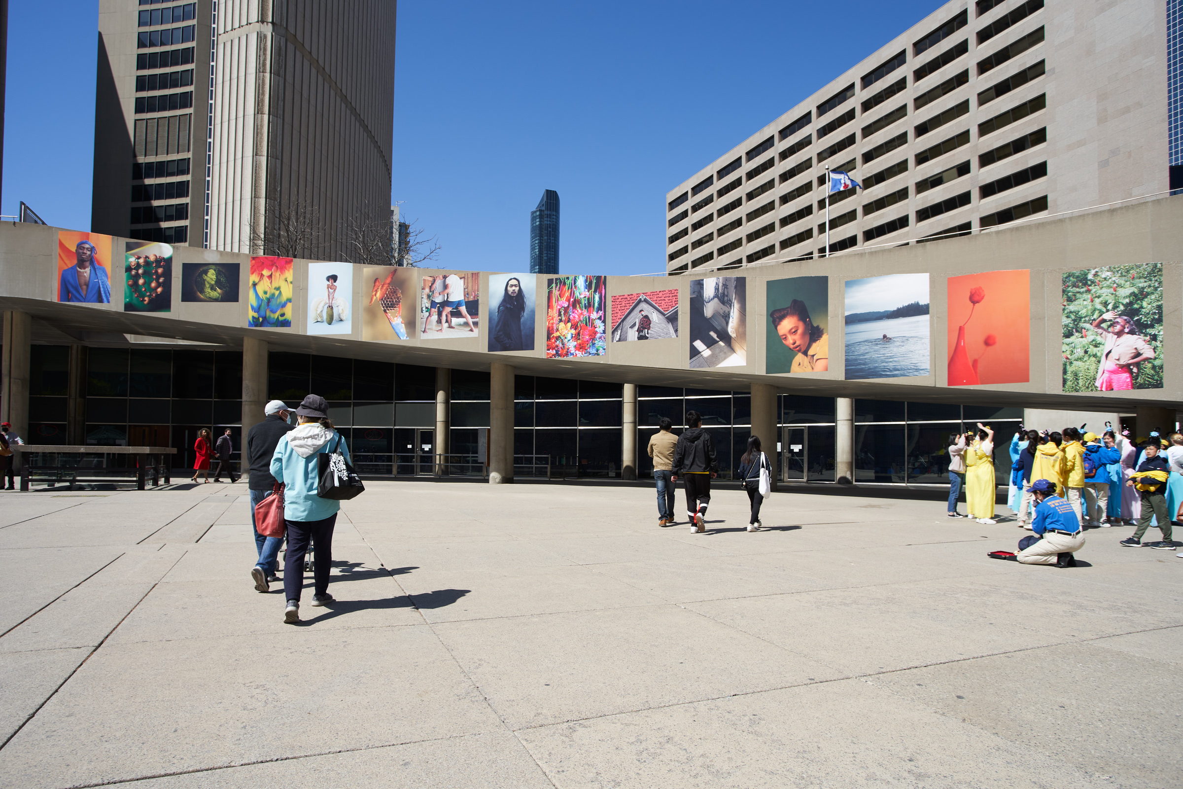     Group exhibition, Shine On: Photographs from The BIPOC Photo Mentorship Program, installation view, Nathan Philips Square, 2022. Courtesy of the artists and BPM

