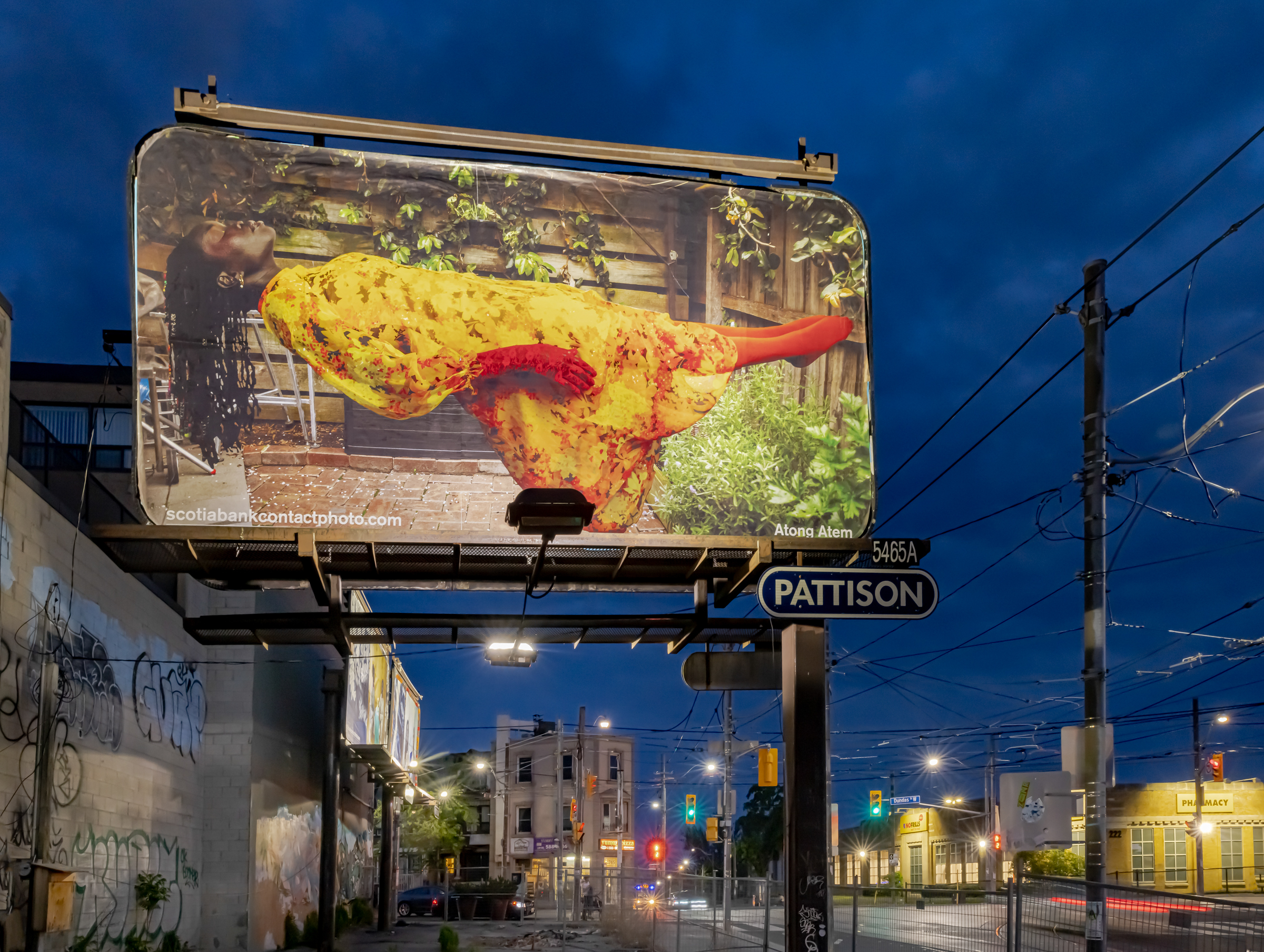     Atong Atem, Surat, installation on billboards at Lansdowne Ave, Dundas St W and College St, Toronto, 2022. Commissioned by Photo Australia and presented in partnership with PHOTO 2022 International Festival of Photography, Melbourne. Courtesy of the artist and CONTACT. Photo: Toni Hafkenscheid

