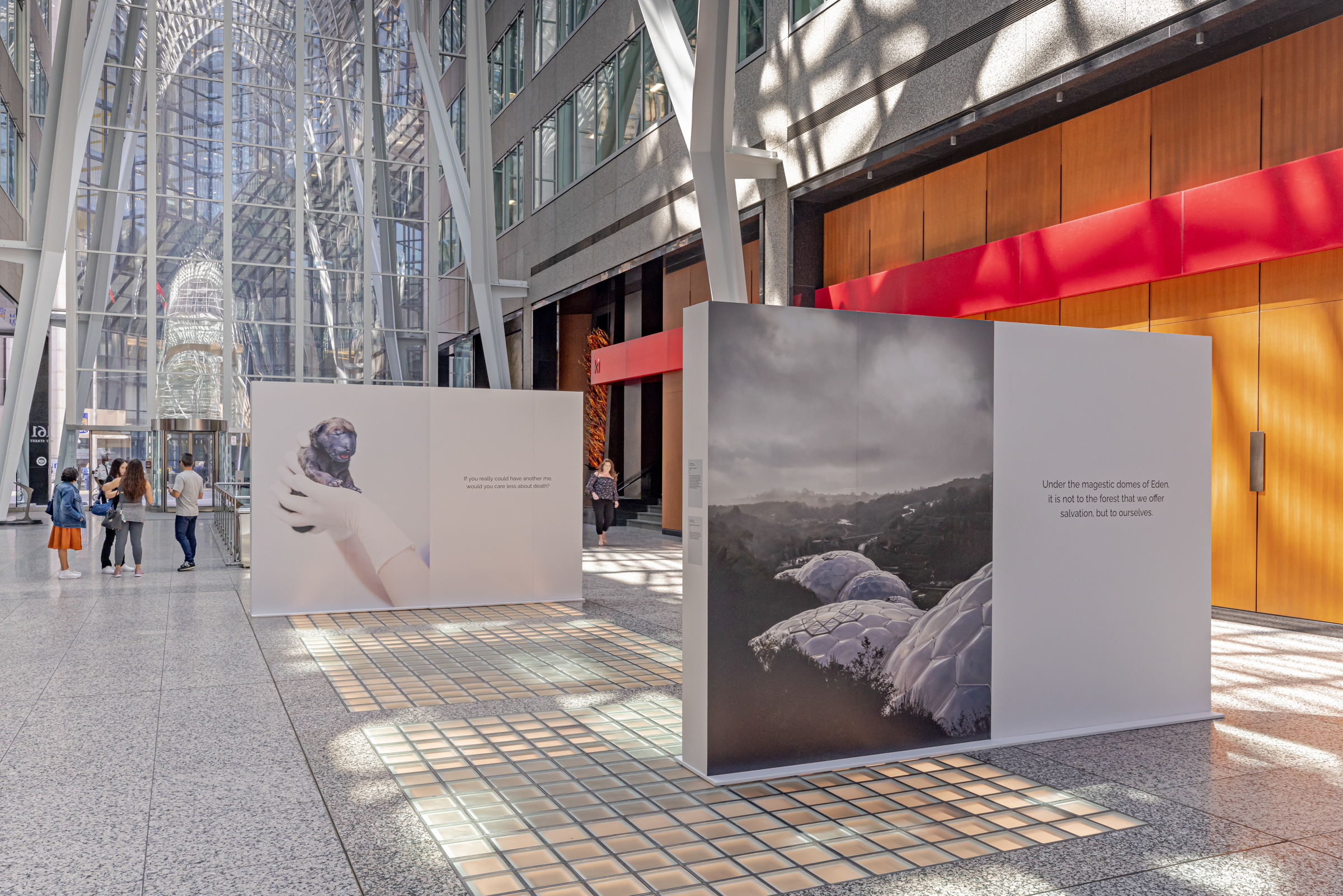     Alberto Giuliani, Surviving Humanity, installation at Brookfield Place, Allan Lambert Galleria, Toronto, 2022. Courtesy of the artist and CONTACT. Photo: Toni Hafkenscheid

